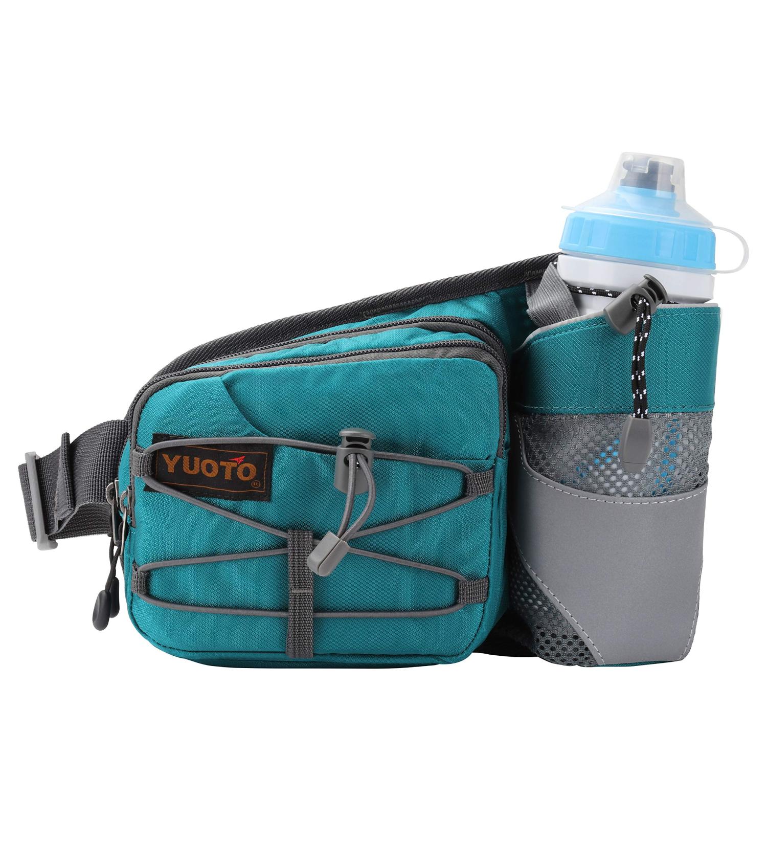 YUOTO Waist Pack with Water Bottle Holder - Green | Hydration Belt for Running, Walking, Hiking - Buy Online on SooperMarket.com