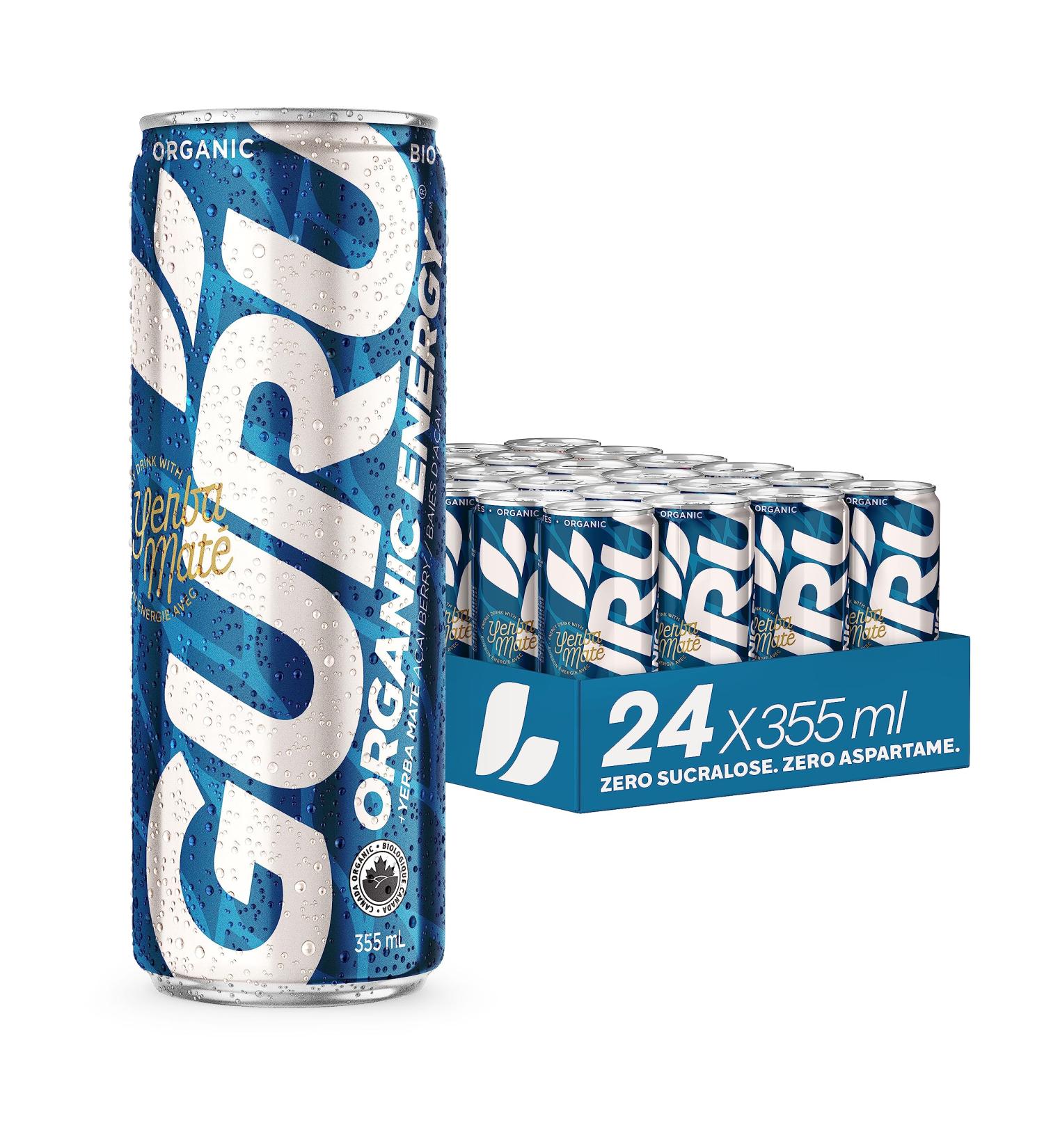 GURU Organic Energy Drink - Yerba Mate - Unlock Your Energy Potential - Naturally Sweetened with Monk Fruit and Stevia - No Sucralose - Plant Based Ingredients - Healthy Energy - 355 ml (Pack of 24) - Buy Online on SooperMarket.com