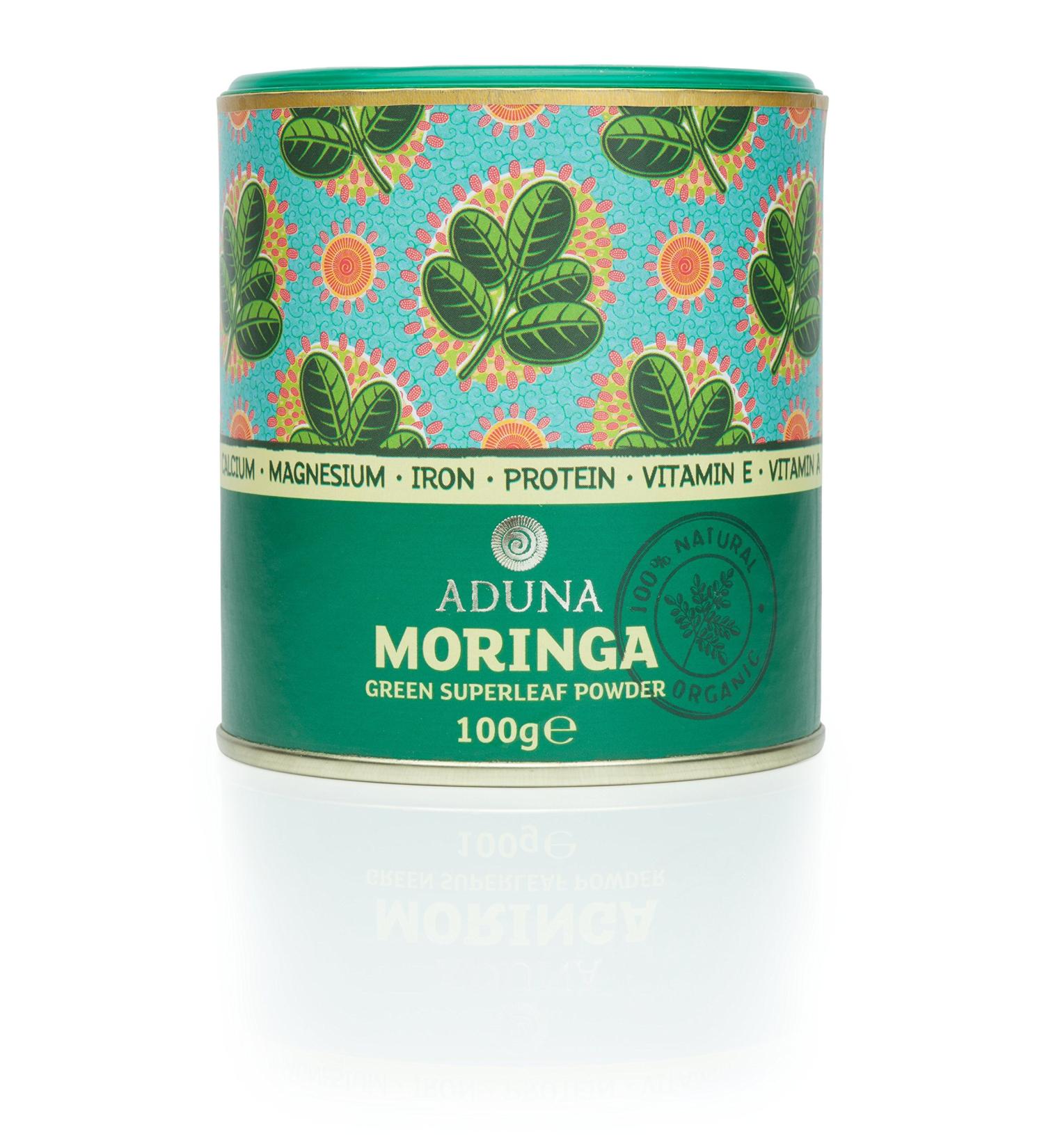 Aduna Moringa Powder - Certified Organic Superfood for Smoothies & Juices | 100g Resealable Pack - Buy Online on SooperMarket.com