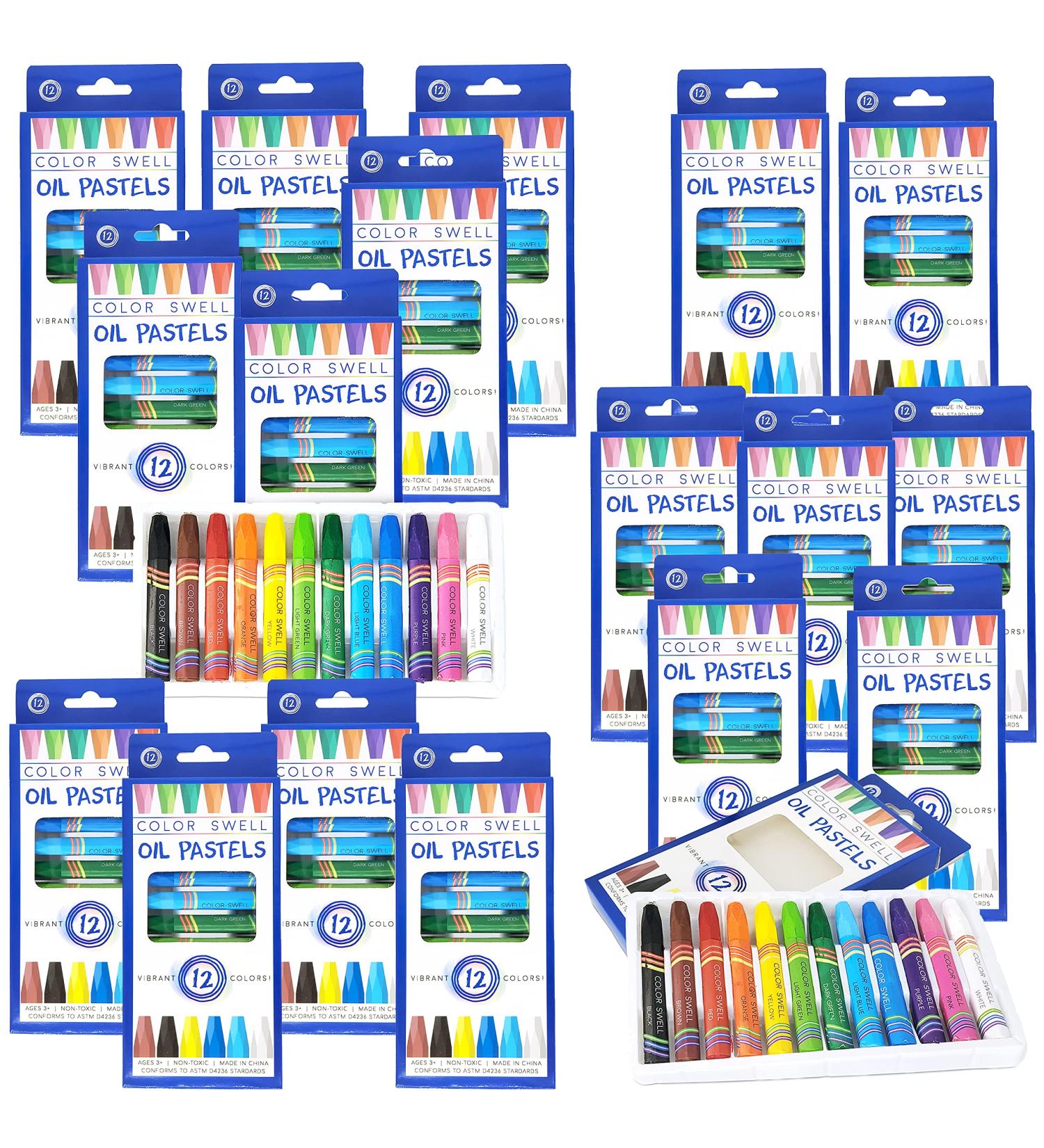 Color Swell 18 Packs of Bulk Oil Pastels with 12 Oil Pastels Per Pack (216 in total) Vibrant Colors Teacher Quality Durable for Groups Classrooms Party Favors - Buy Online on SooperMarket.com