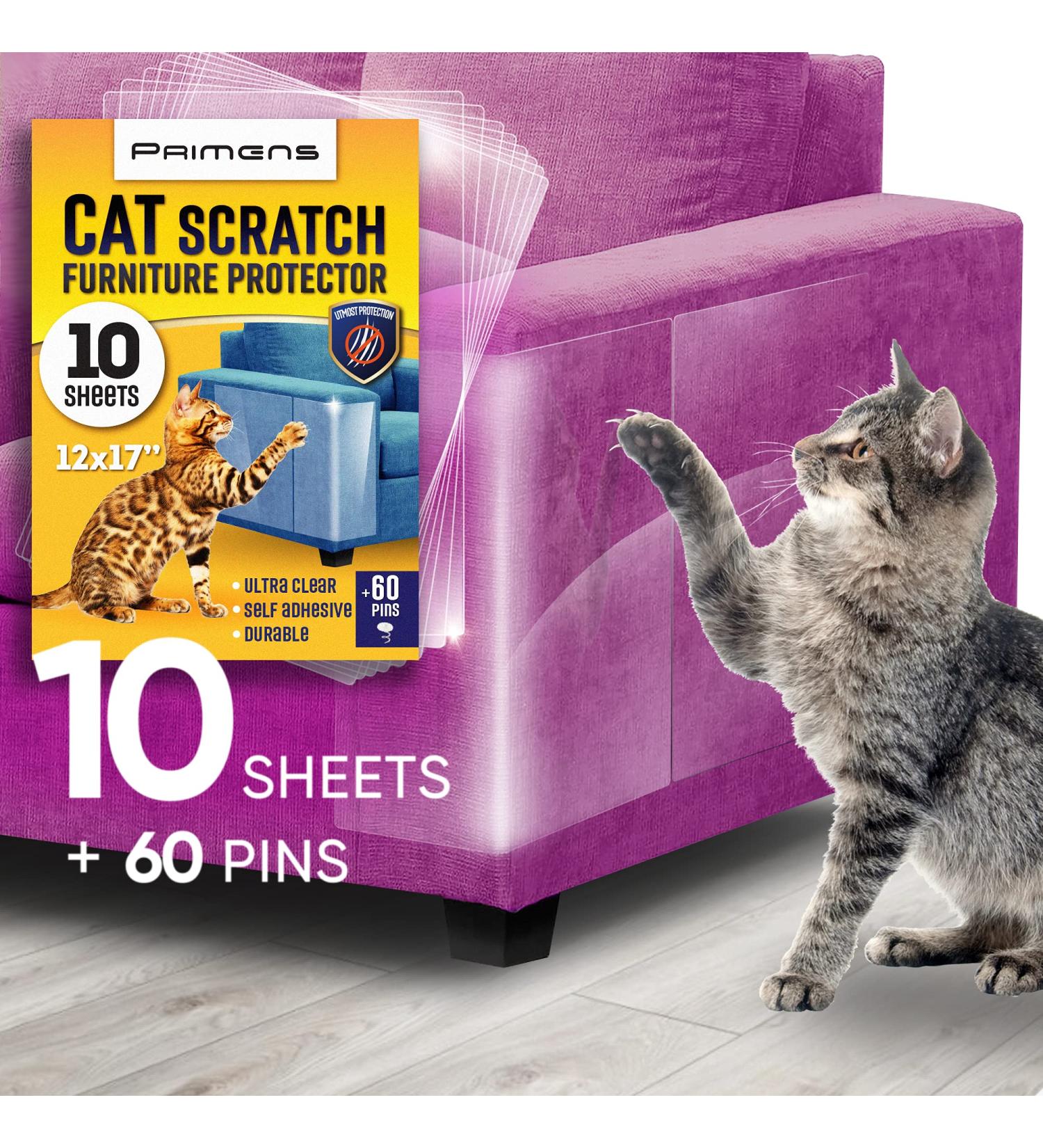 Cat Scratch Deterrent Furniture Protectors - Heavy Duty Sofa & Door Guards | Anti-Scratch Couch Tape for Cats | Corner & No Scratch Pet Protectors (12x17 inch) - Buy Online on SooperMarket.com