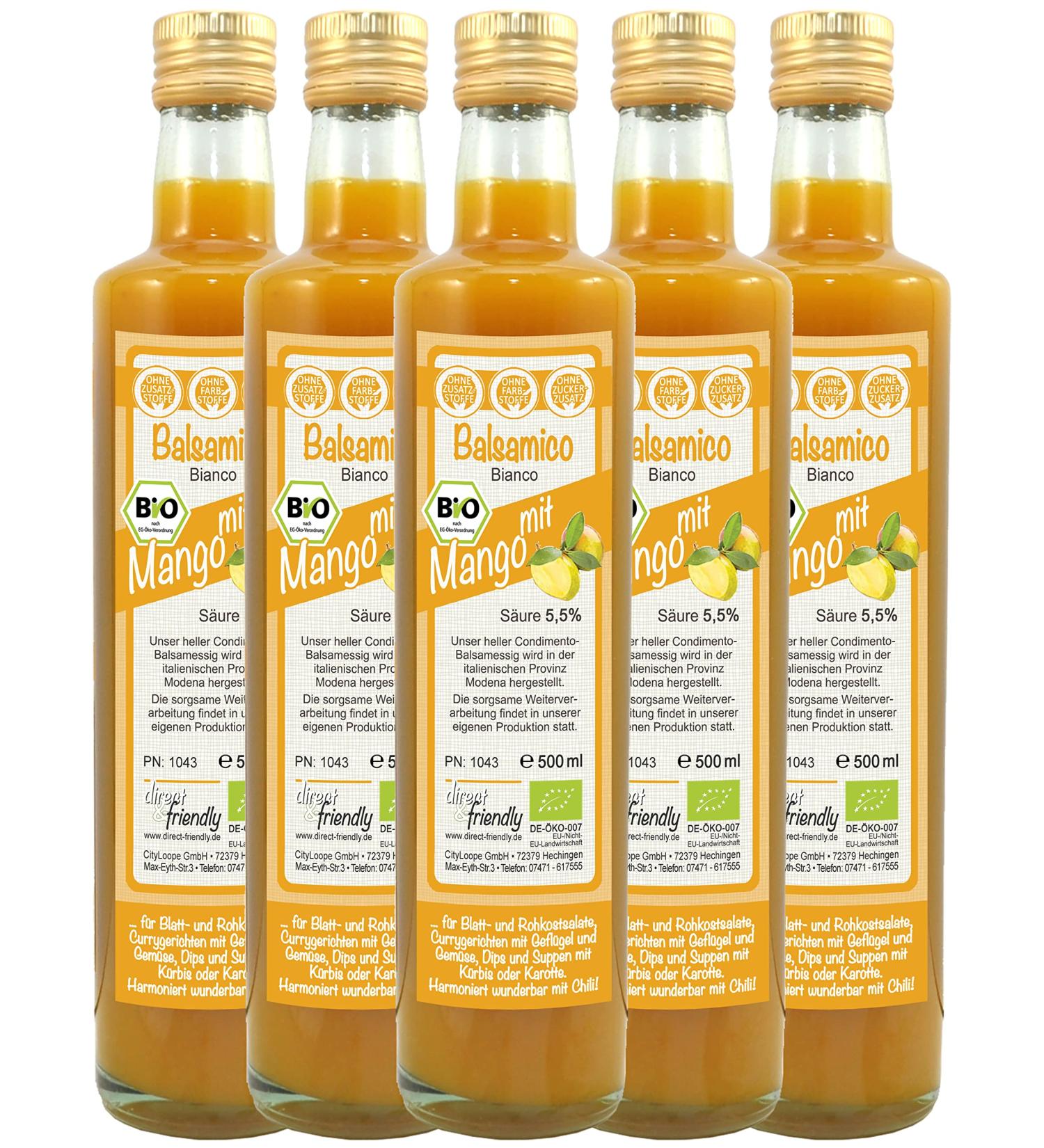 Organic Mango Vinegar - Fruity Balsamic Condiment (5 x 500ml) | Direct & Friendly - International Shipping - Buy Online on SooperMarket.com
