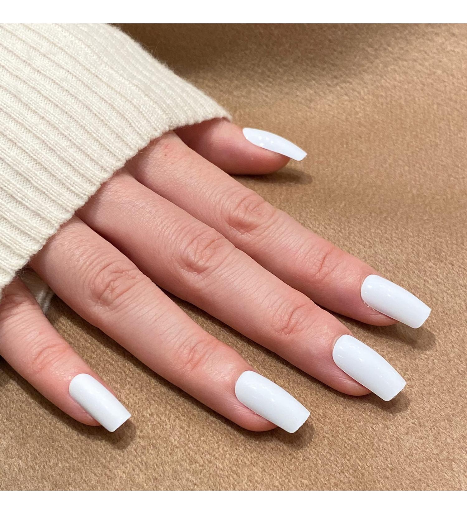 Buy Novo Ovo White Holographic Press-On Nails - Angular Artificial Fingernails with Glue | International Shipping Available - Buy Online on SooperMarket.com