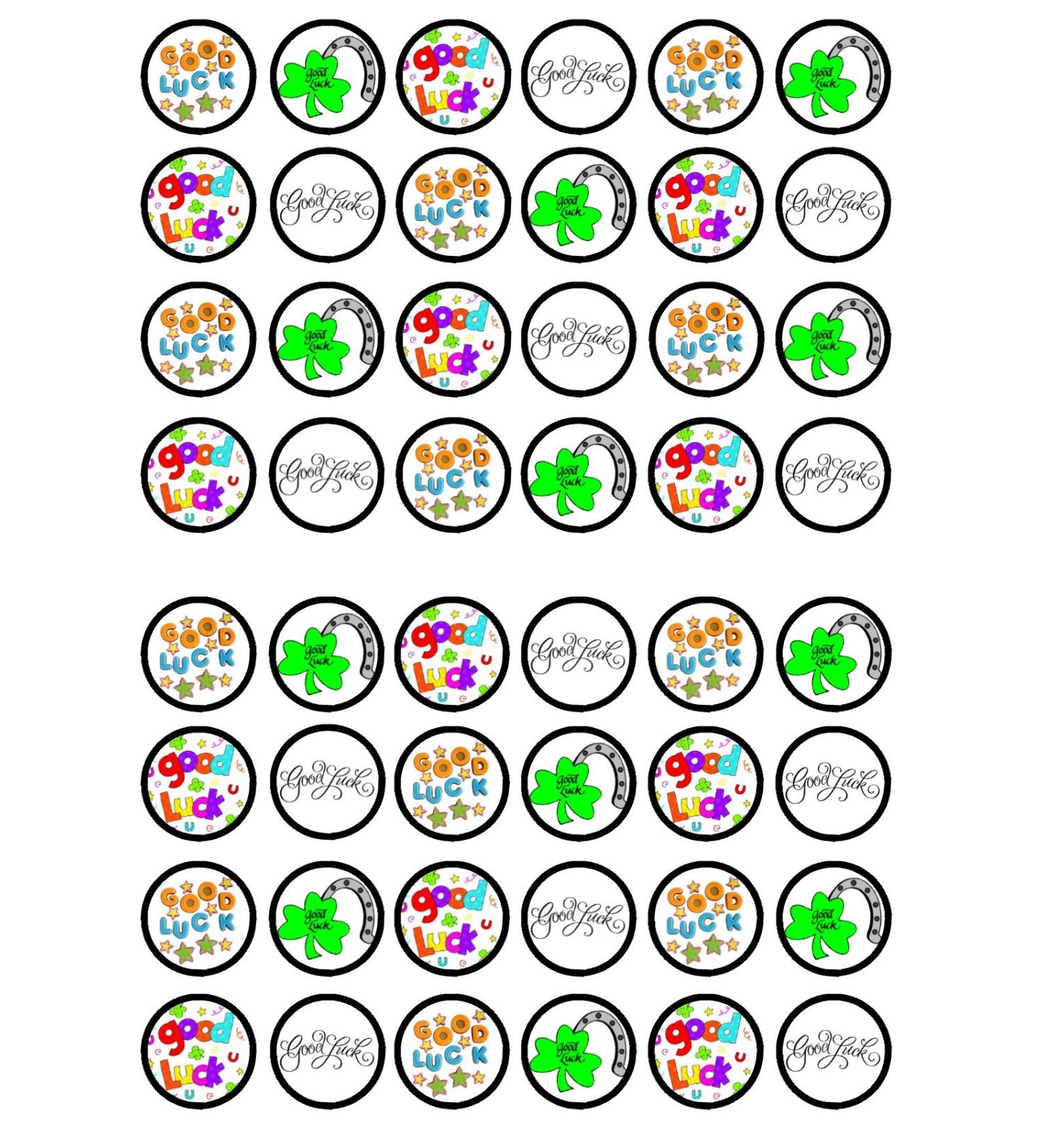 48 Good Luck Edible Cupcake Toppers Premium Thickness SWEETENED VANILLA Wafer Card Mini Cupcake Decorations - Buy Online on SooperMarket.com