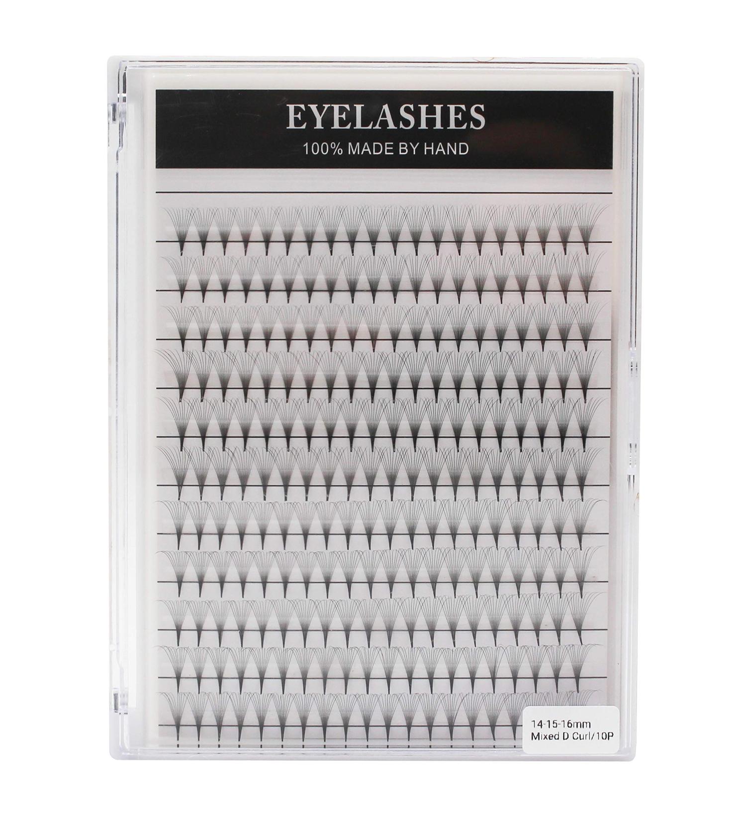 Large Tray Dedila Long Stem D Curl 10D Volume Premade Fans - Mixed Lengths 8-14mm | Premium Individual False Eyelashes Extensions - Buy Online on SooperMarket.com