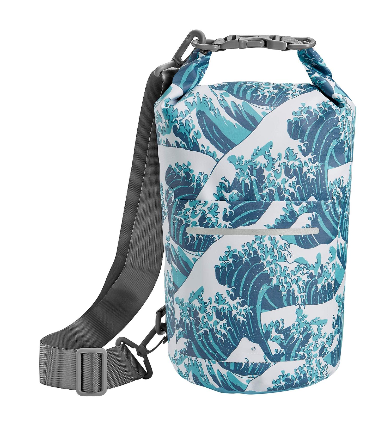 Skog Kust DrySk Waterproof Floating Dry Bag with Zippered Pocket | Ideal for Kayaking, Rafting, Boating, Swimming, Camping | 5L Waves Design - Buy Online on SooperMarket.com