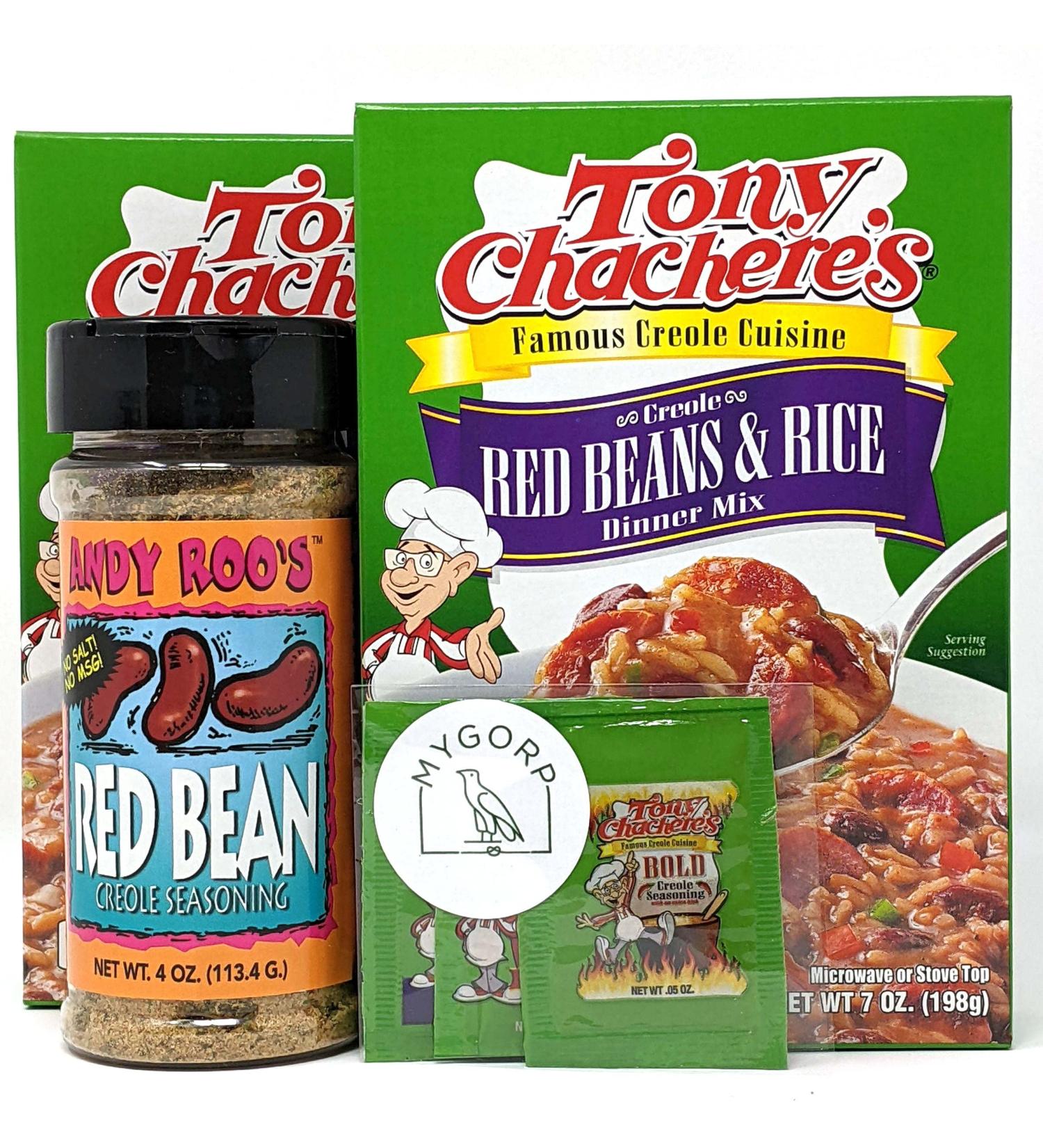 Tony Chachere Red Beans and Rice Mix Bundle with Andy Roo's Seasoning + Mygorp Sample Pack - 3 Items - Buy Online on SooperMarket.com