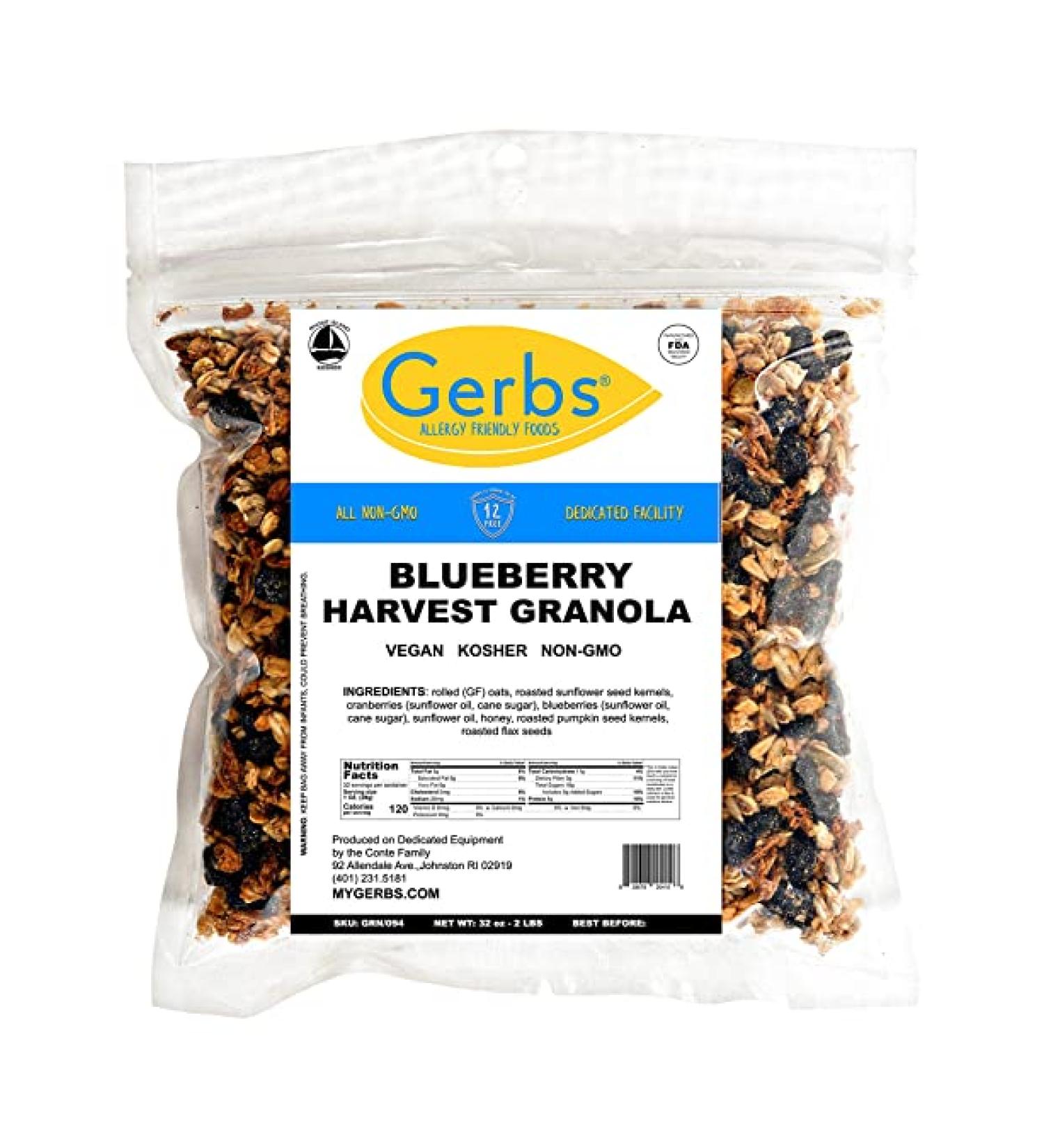 GERBS Dried Blueberry Harvest Granola - 32oz Allergy-Free, Non-GMO Snack - Buy Online on SooperMarket.com