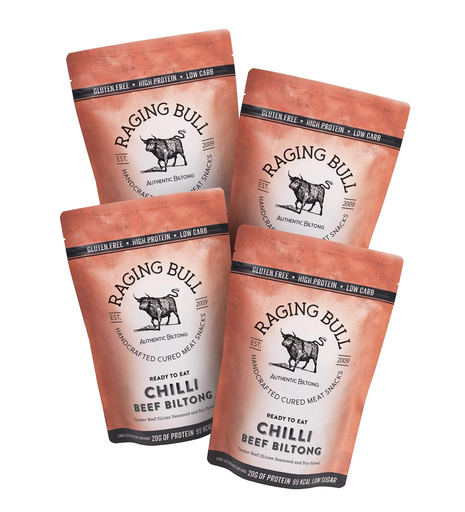 Raging Bull Chilli Beef Biltong - Authentic South African Biltong, High Protein & Gluten Free Snack - 1kg - Buy Online on SooperMarket.com