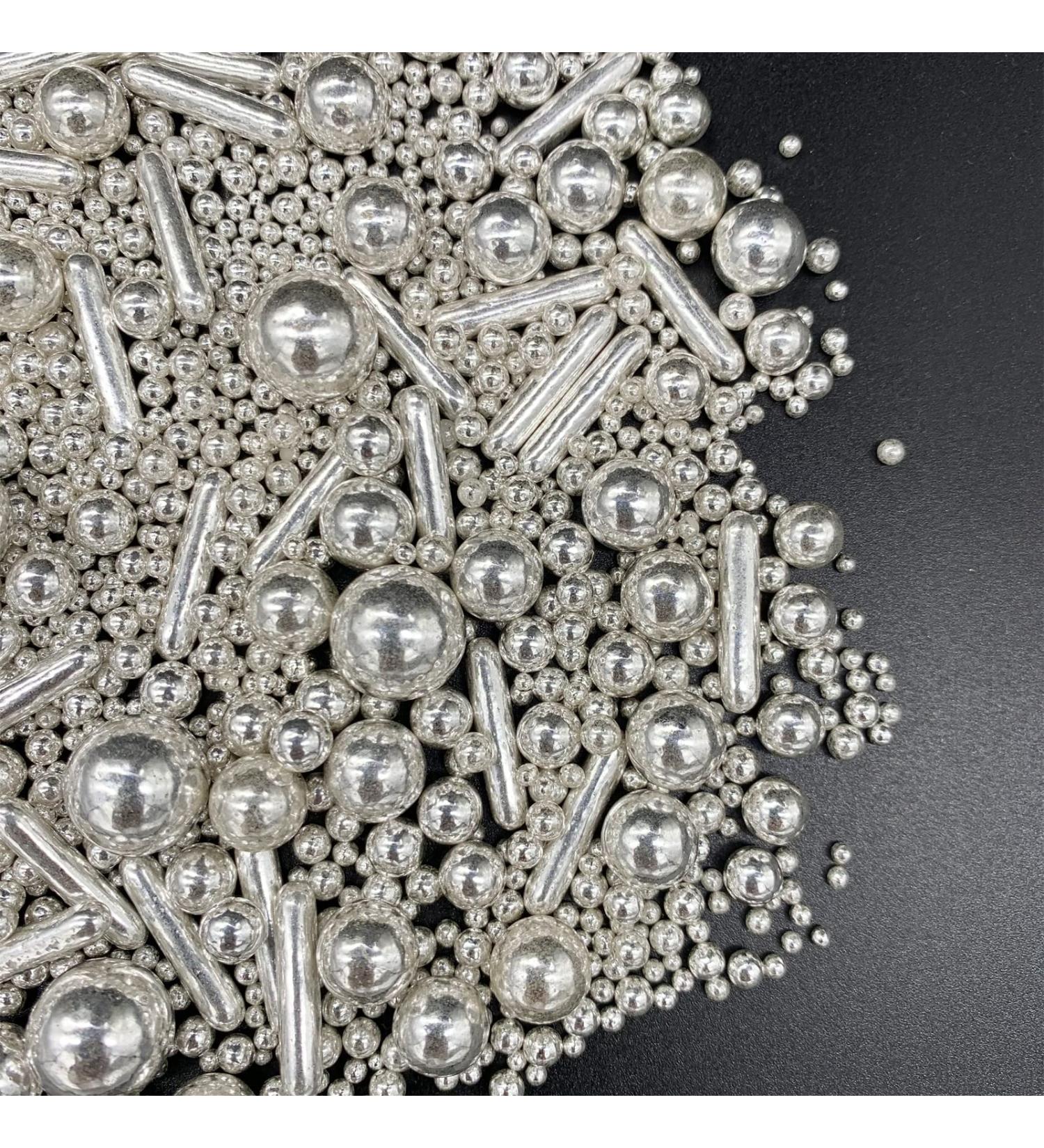 Sprinkles Silver Pearl Sugar Candy Mix - Baking Cake Decorations - Cupcake Toppers - Cookie Decorating - 120g Shaker Jar for Ice Cream, Celebrations, Wedding Showers, Parties - Buy Online on SooperMarket.com