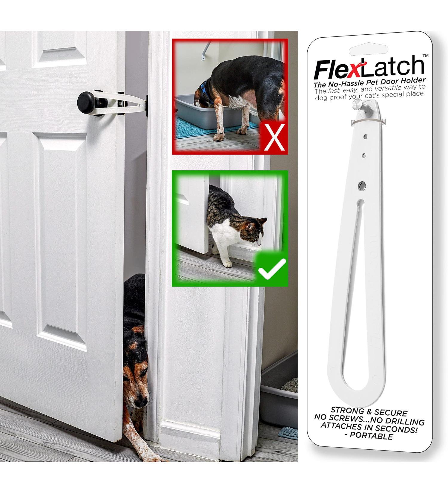 FlexLatch Cat Door Holder Latch - Bright White Alternative for Cats. Easy Install, Keeps Dogs Out. Baby Proof Design for Safety - Buy Online on SooperMarket.com