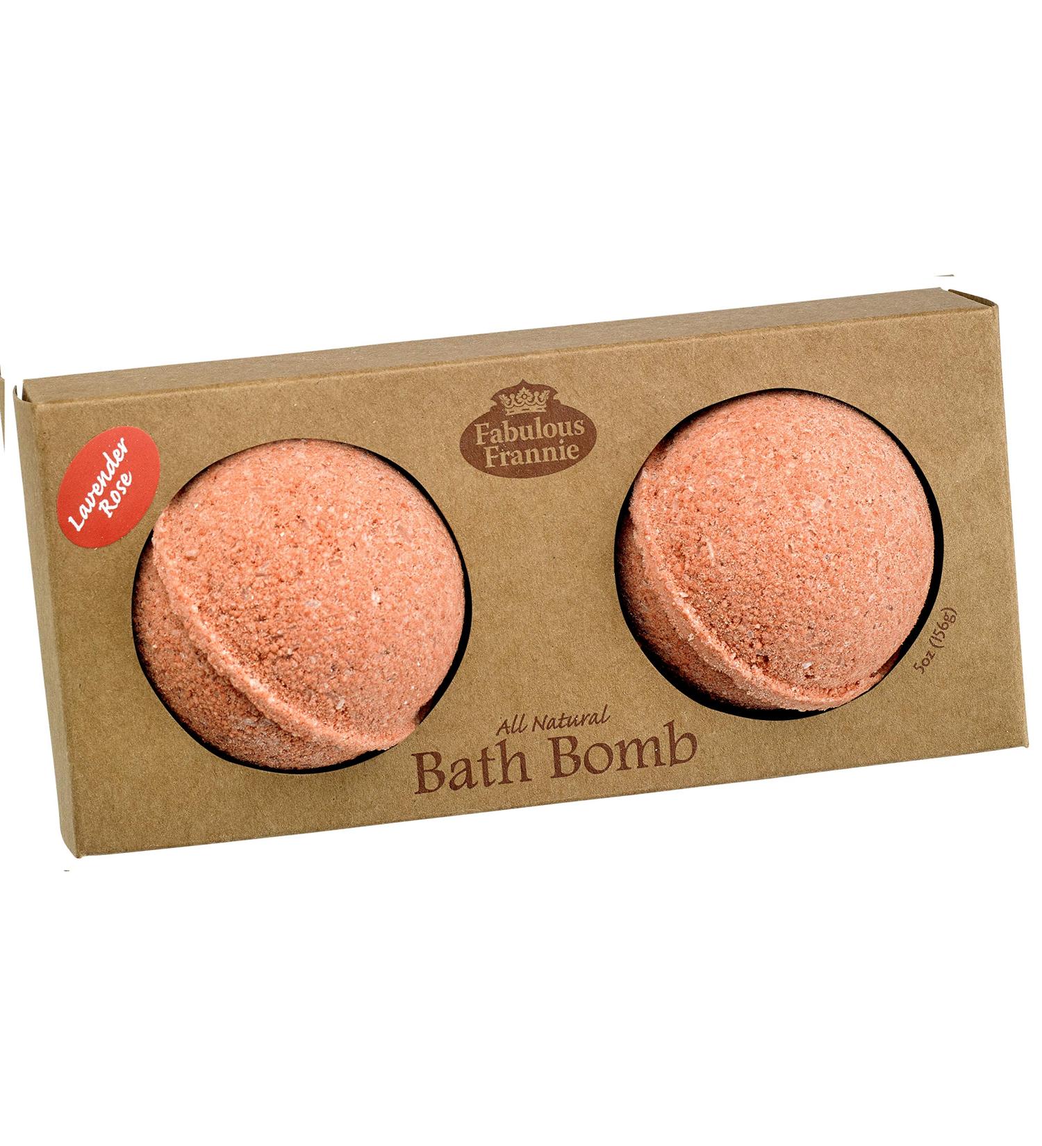 Fabulous Frannie Lavender Rose Natural  Handmade Bath Bomb Set  Pure Essential Oil  Coconut Oil  Witch Hazel  Ultra Plush Spa Fizzies to Moisturize Skin  2pk 2.5oz each
