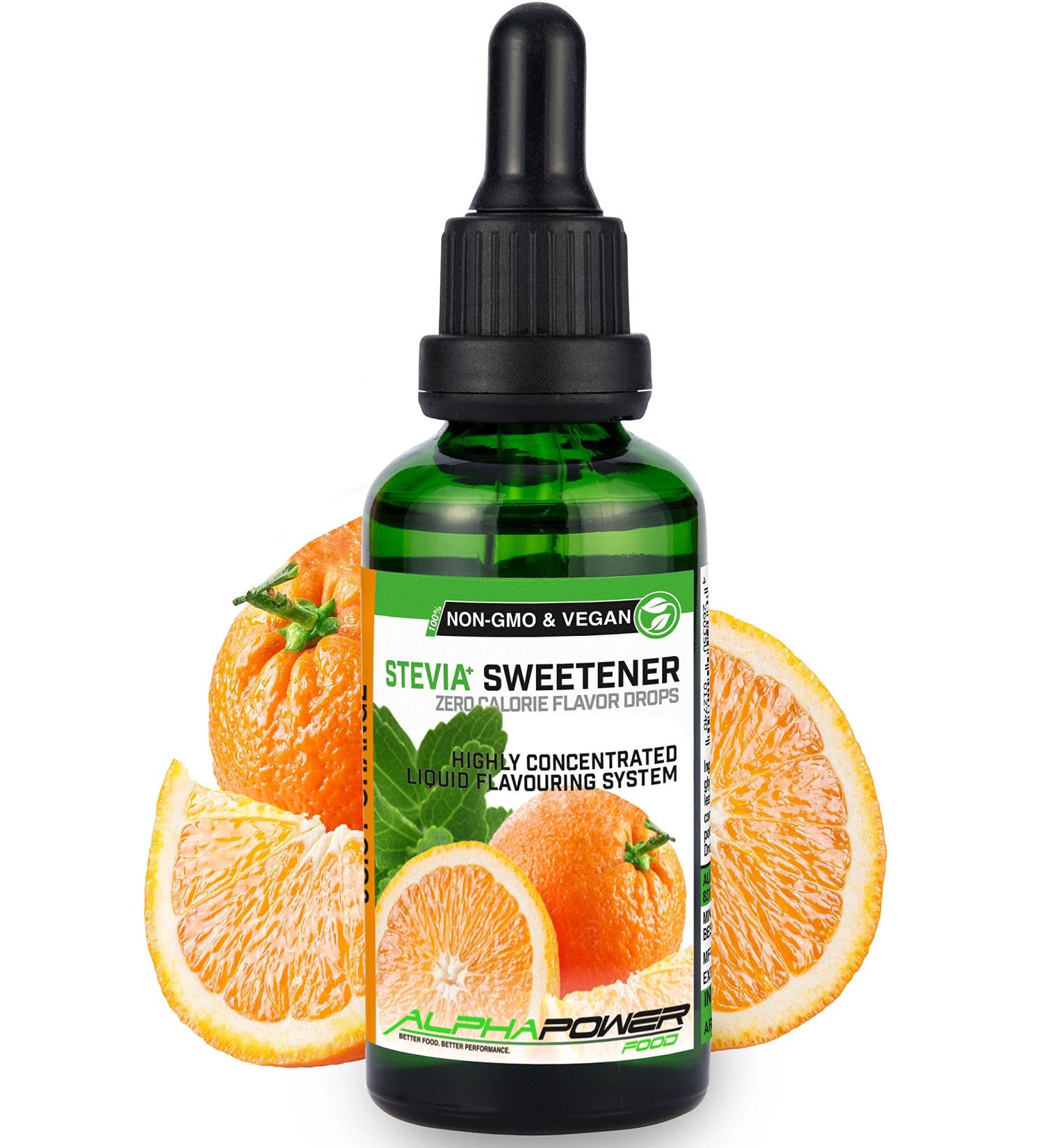 Alphapower Food | Sugar-Free Orange Flavor Drops | 100% Natural Liquid Aroma & Sweetener | 50 ml Pack - Buy Online on SooperMarket.com