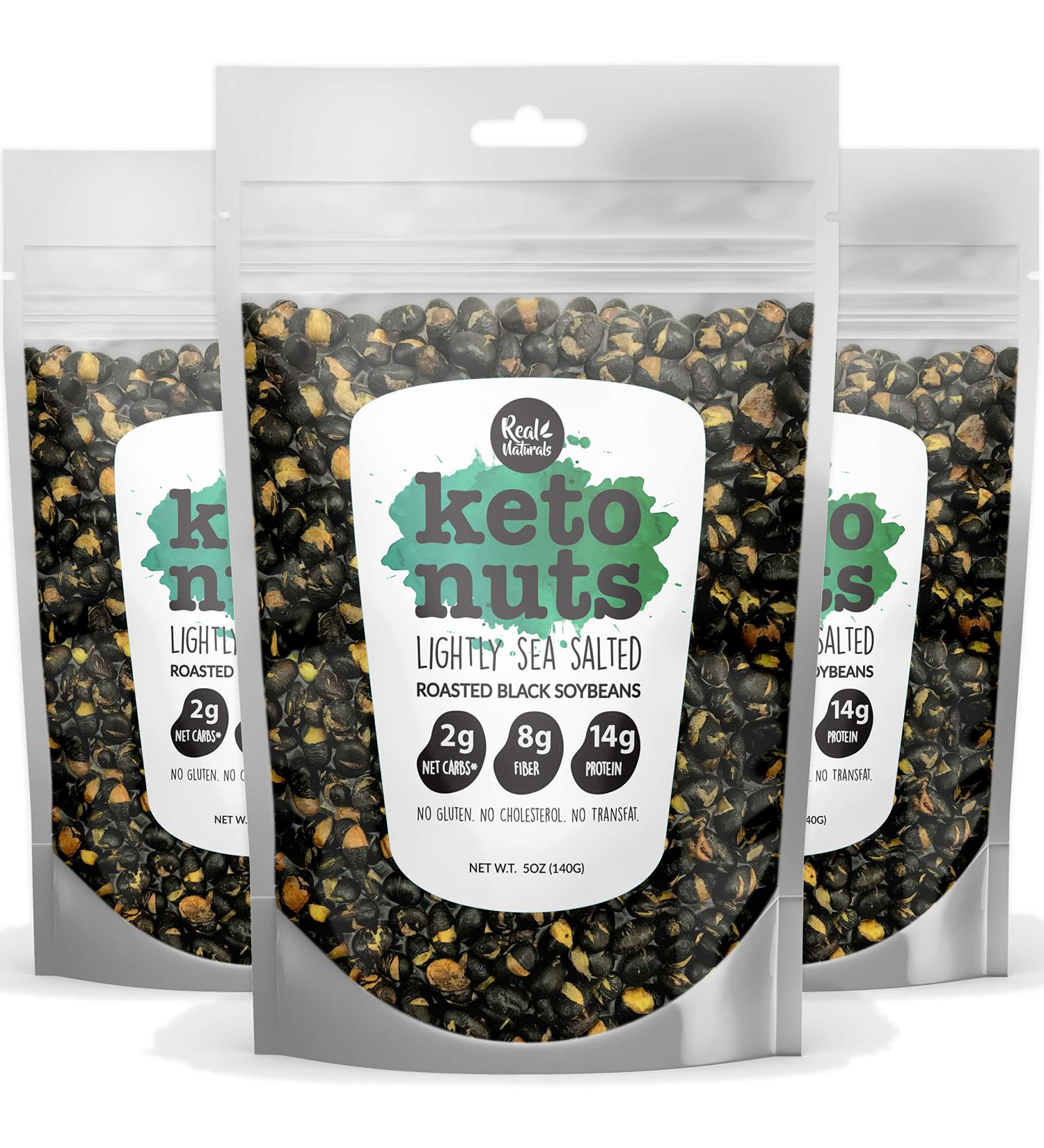 Keto Naturals Black Edamame Dry Roasted Snacks (Sea Salt) - High Protein Vegan Keto Snacks, 3 Pack, 14g per Pack - Buy Online on SooperMarket.com