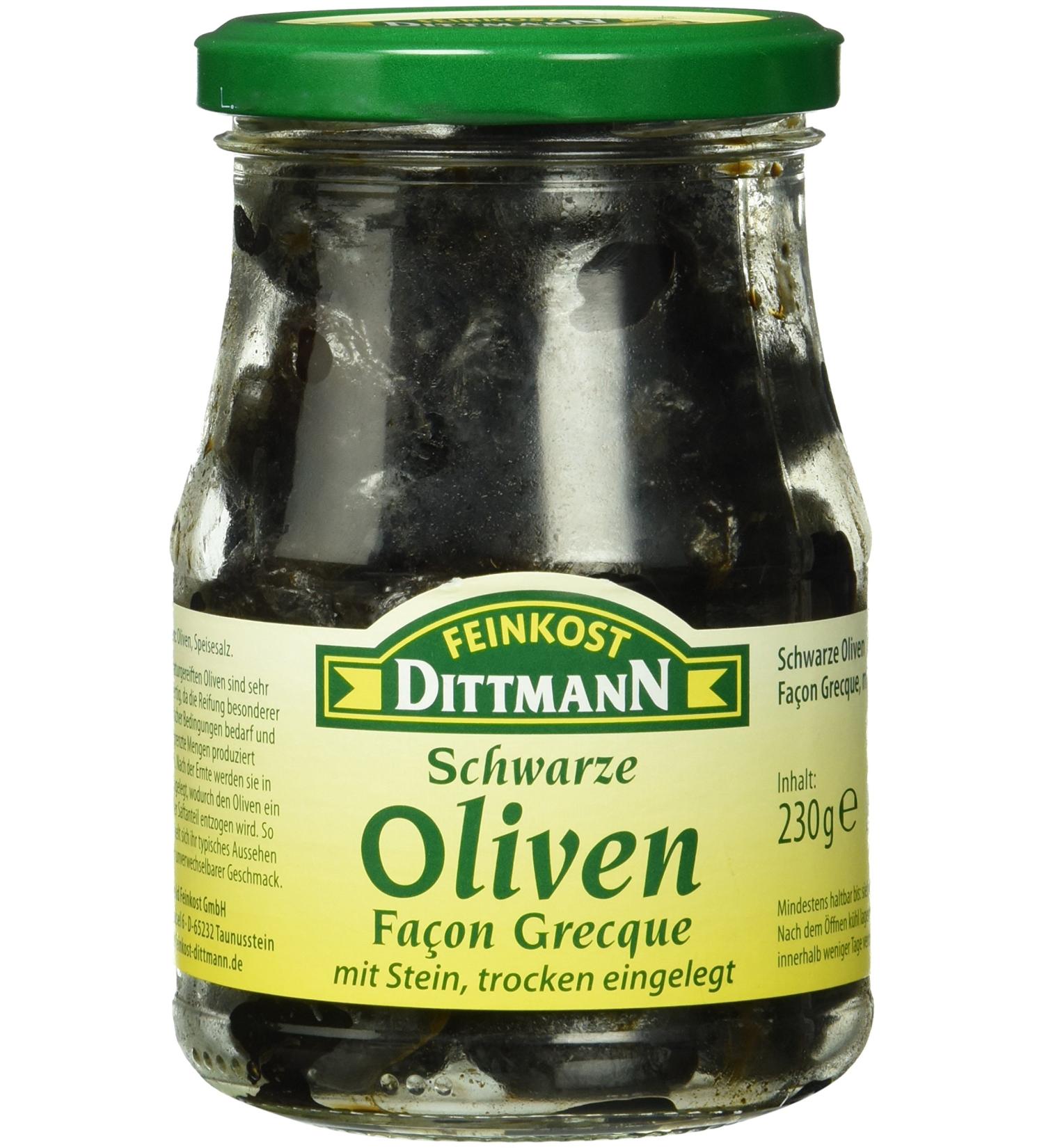 Feinkost Dittmann Black Olives - Greek Style Dry Pickled 6 x 230g | Premium Quality International Shipping - Buy Online on SooperMarket.com