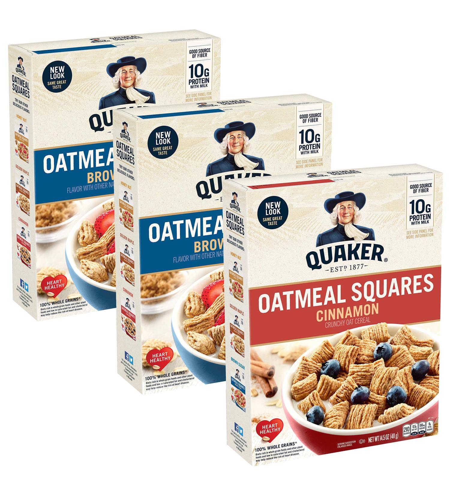 Quaker Oatmeal Squares Brown Sugar & Cinnamon Variety Pack - 3 Pack Cereal - Buy Online on SooperMarket.com