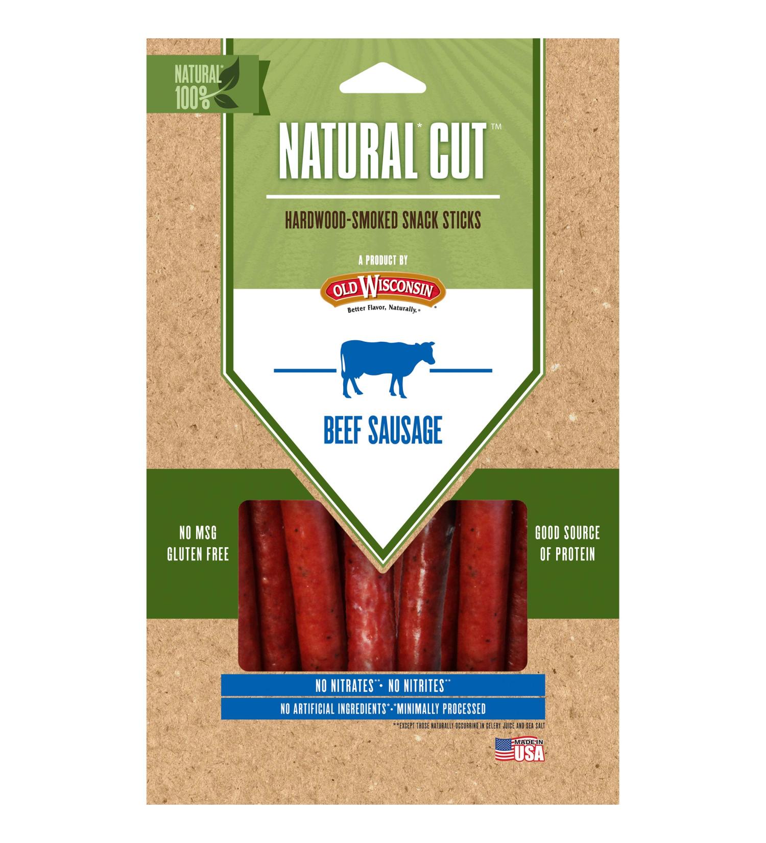 Old Wisconsin Beef Sausage Sticks - High Protein, Low Carb, Keto, Gluten Free, Naturally Smoked - 6oz - Buy Online on SooperMarket.com