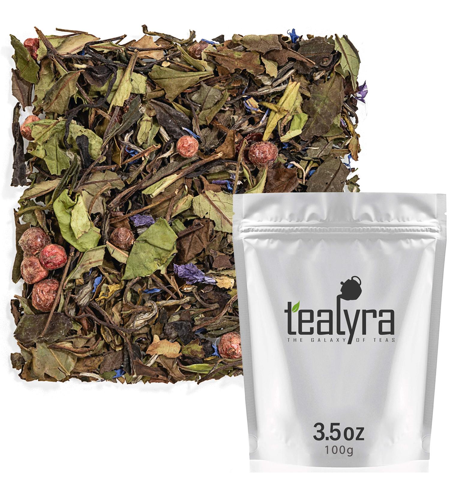 Tealyra White Champagne Loose Leaf Tea - High Antioxidants - Natural & Healthy - Low Caffeine - 100g - Buy Online on SooperMarket.com