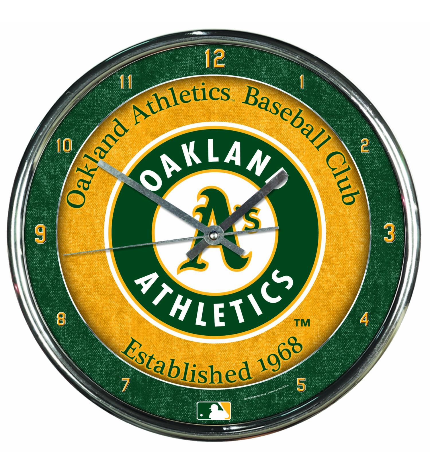 MLB Oakland Athletics Chrome Wall Clock 12" x 12"