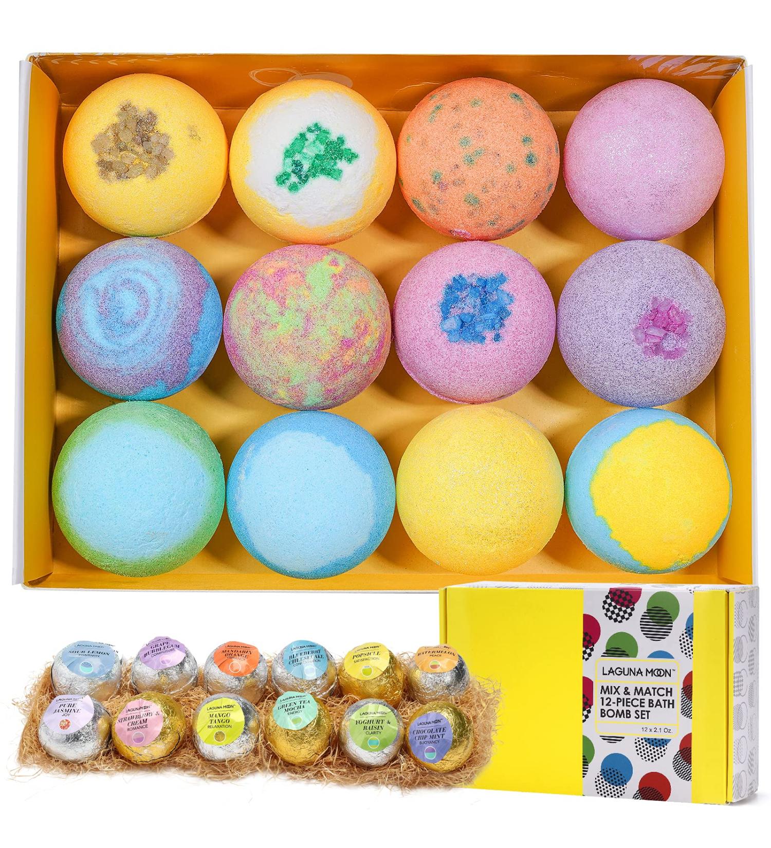 Organic Extra Large 12 Pack Handmade Bath Bombs Gift Set with Essential Oils and Shea Butter - Perfect Birthday and Valentines Gift for Women and Kids - Buy Online on SooperMarket.com