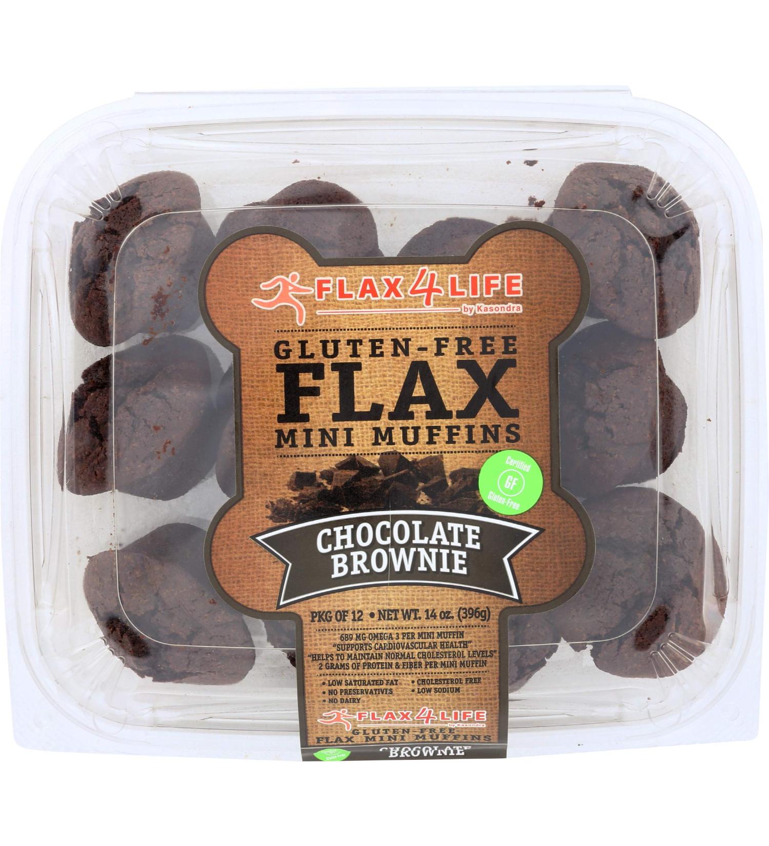 Flax4Life Gluten Free Flax Mini Muffins Brownie Chocolate 14 Ounce (Pack of 6)