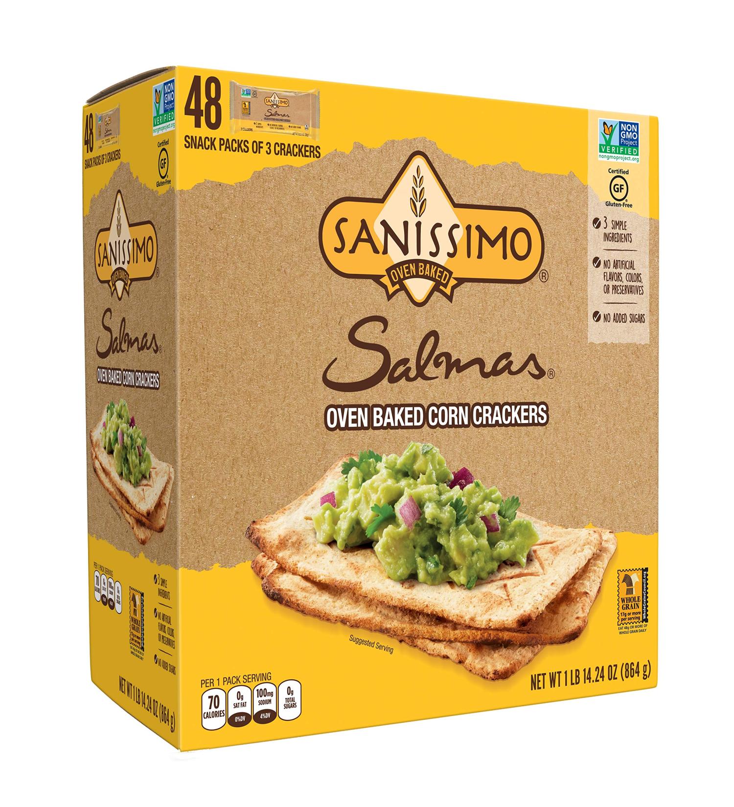 Salmas Oven Baked Corn Crackers - 100% Whole Grain, Gluten Free, Non-GMO - 48 Individually Wrapped Snack Packs - Buy Online on SooperMarket.com