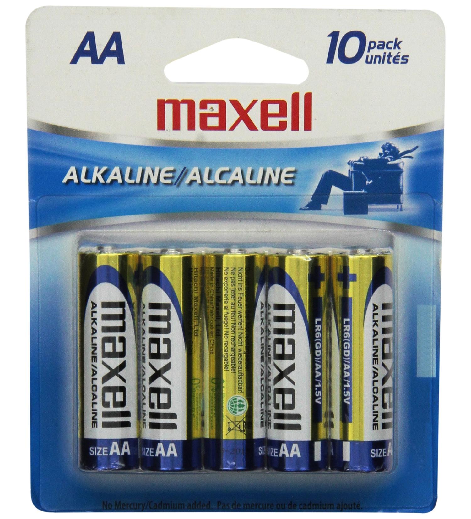 Maxell 723410P Ready-to-go Long Lasting and Reliable Alkaline Battery AA Cell 10-Pack with High Compatibility gold