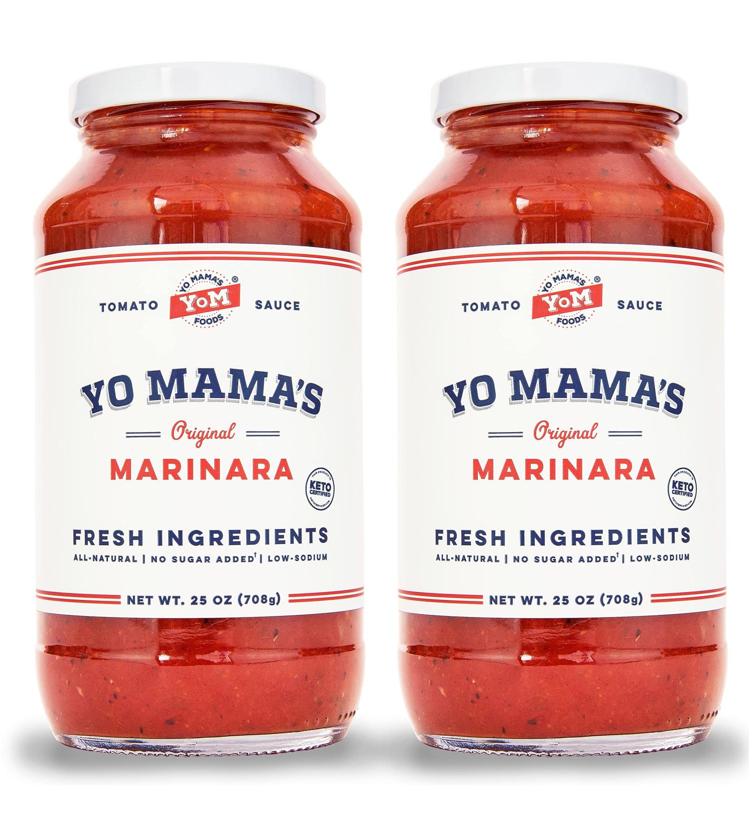 Yo Mama's Foods Keto Marinara Pasta and Pizza Sauce (2 Pack) - No Sugar, Low Carb, Low Sodium, Gluten Free, Paleo Friendly, Non-GMO Tomatoes - 1.56 lb - Buy Online on SooperMarket.com