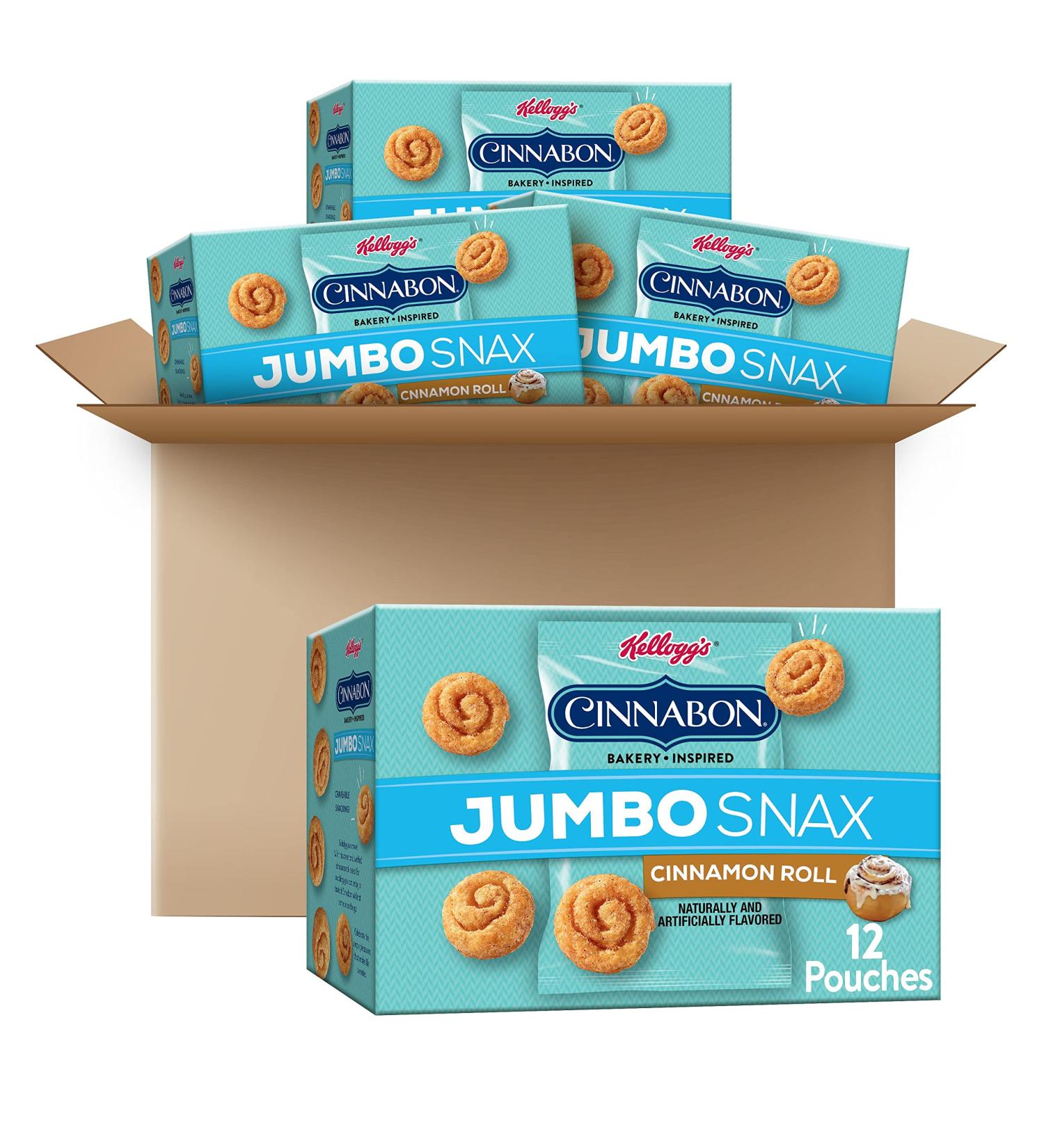 Kellogg's Cinnabon Jumbo Snax Cinnamon Roll Cereal Snacks 20.2oz Case (4 Count) - Buy Online on SooperMarket.com