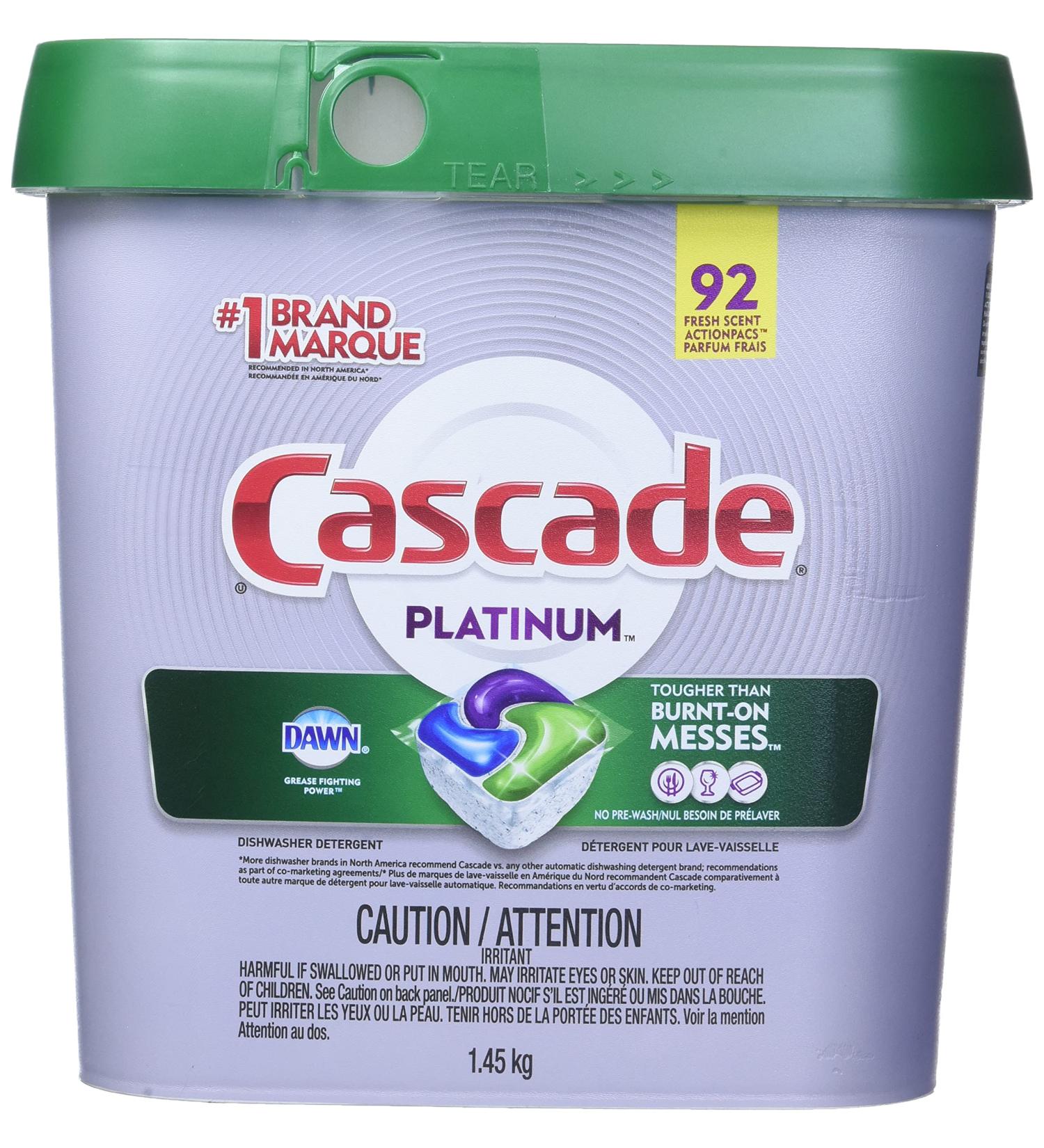 Buy Cascade Platinum Dishwasher Detergent Powder 92 ActionPacs - Fresh Scent 51.2 oz | Best International Shipping - Buy Online on SooperMarket.com