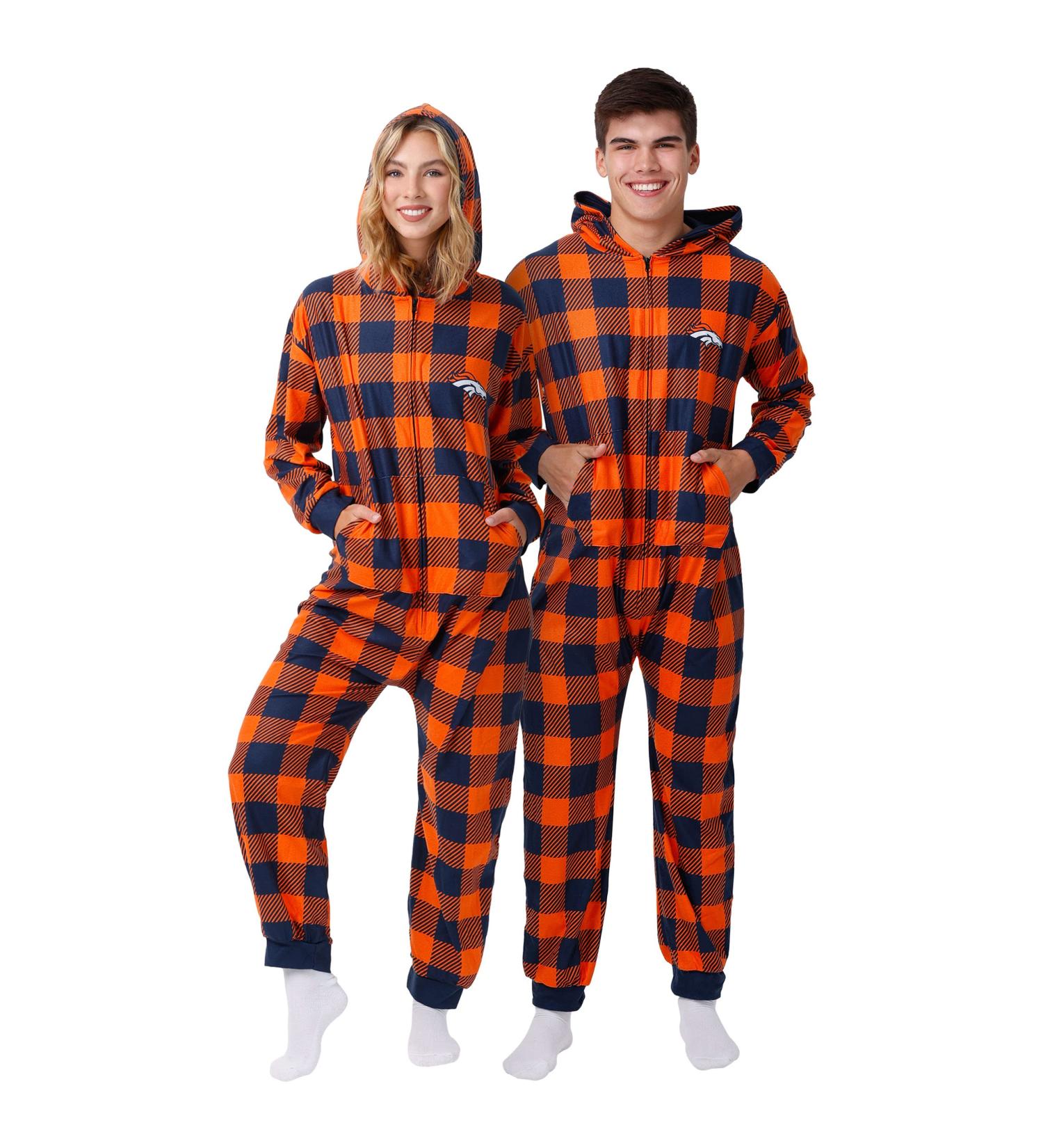 FOCO Denver Broncos Plaid One Piece Pajamas - Size Medium | Official NFL Team Logo Onsie - Buy Online on SooperMarket.com