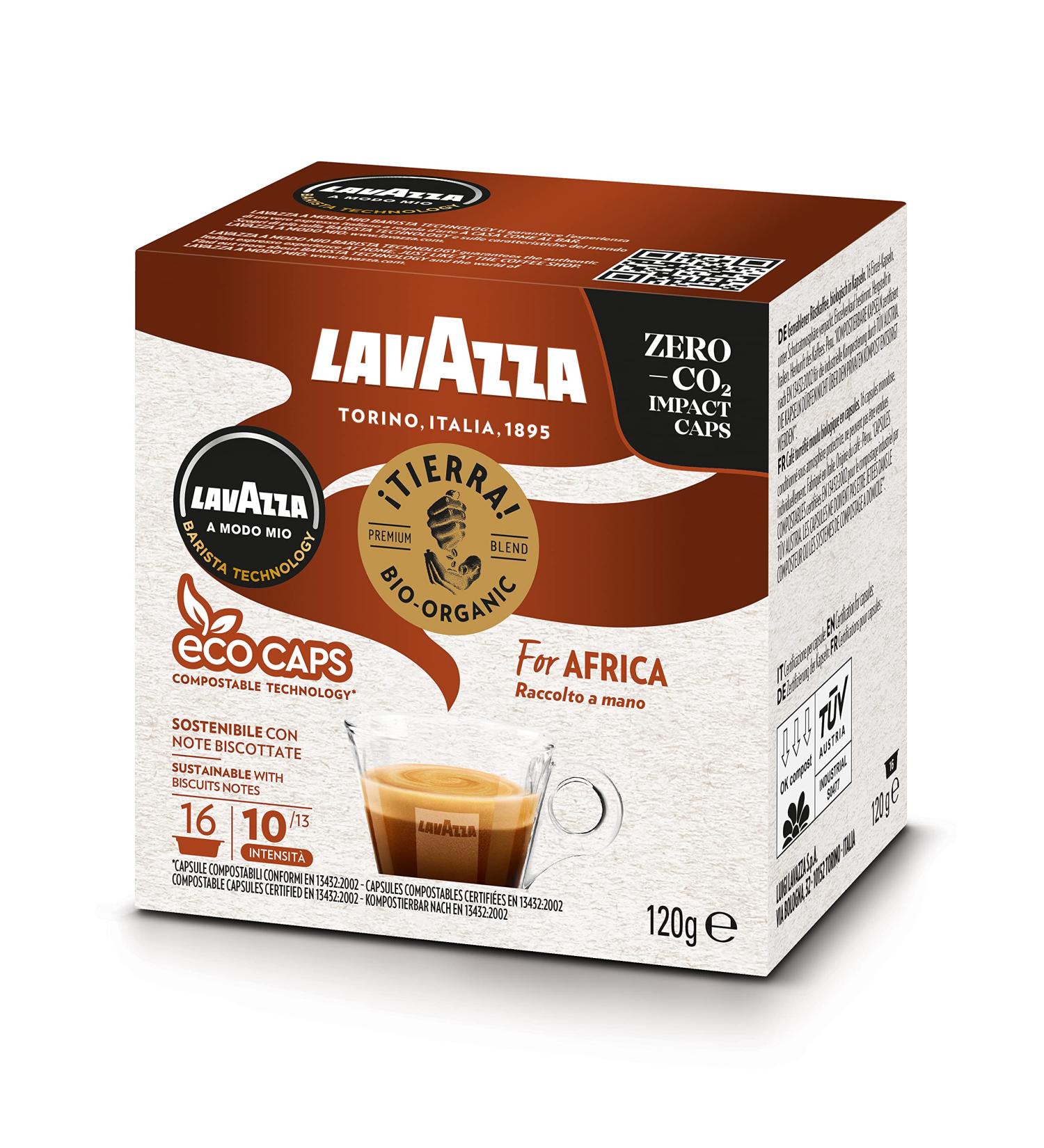 Lavazza A Modo Mio Tierra Bio for Africa 16 ECO CAPS Coffee Capsules (2) - Buy Online on SooperMarket.com