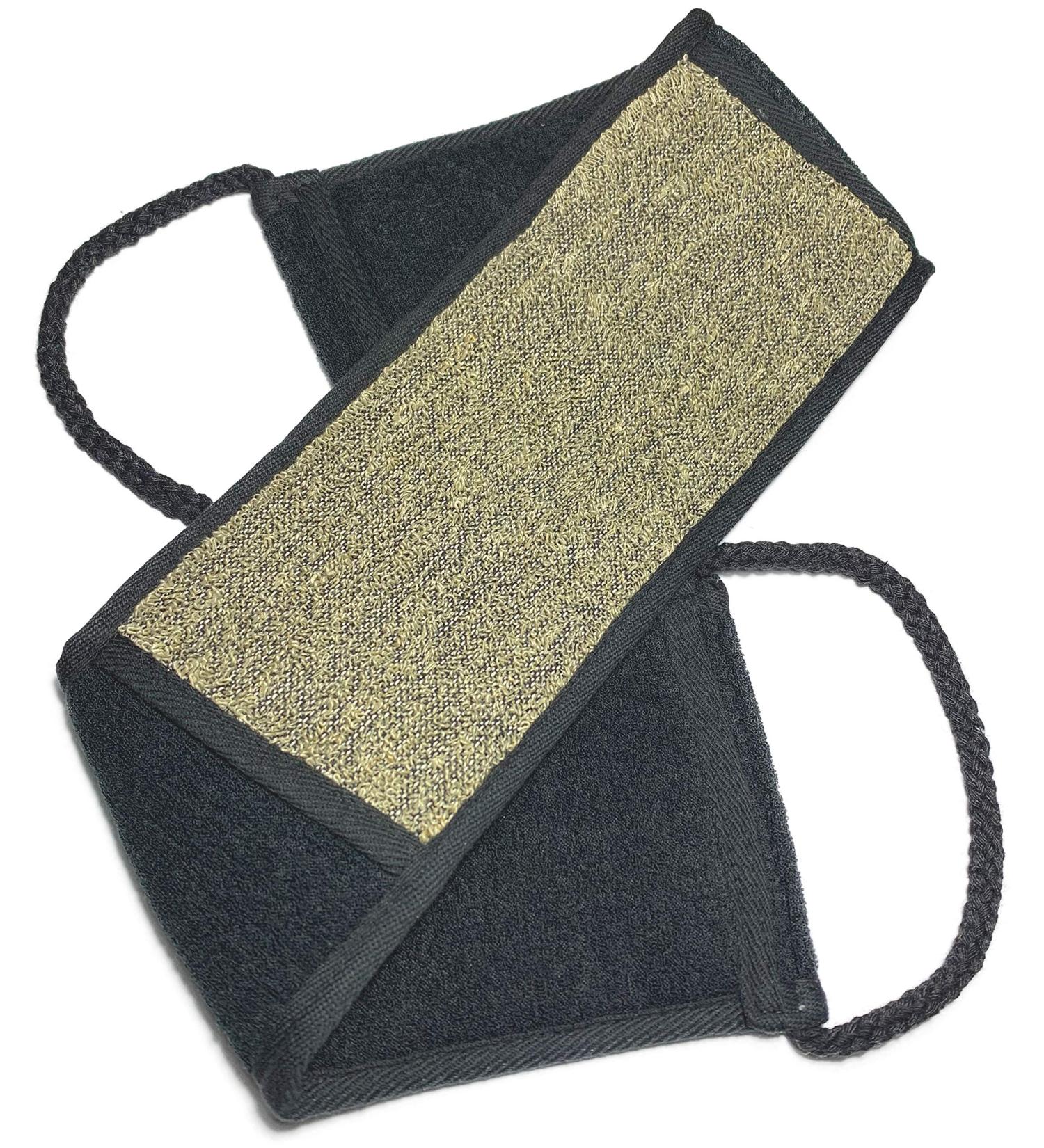 Long Exfoliating Linen Back Scrubber - Deep Clean & Invigorate Skin - Machine Washable - Double Sided - Men and Women - Buy Online on SooperMarket.com