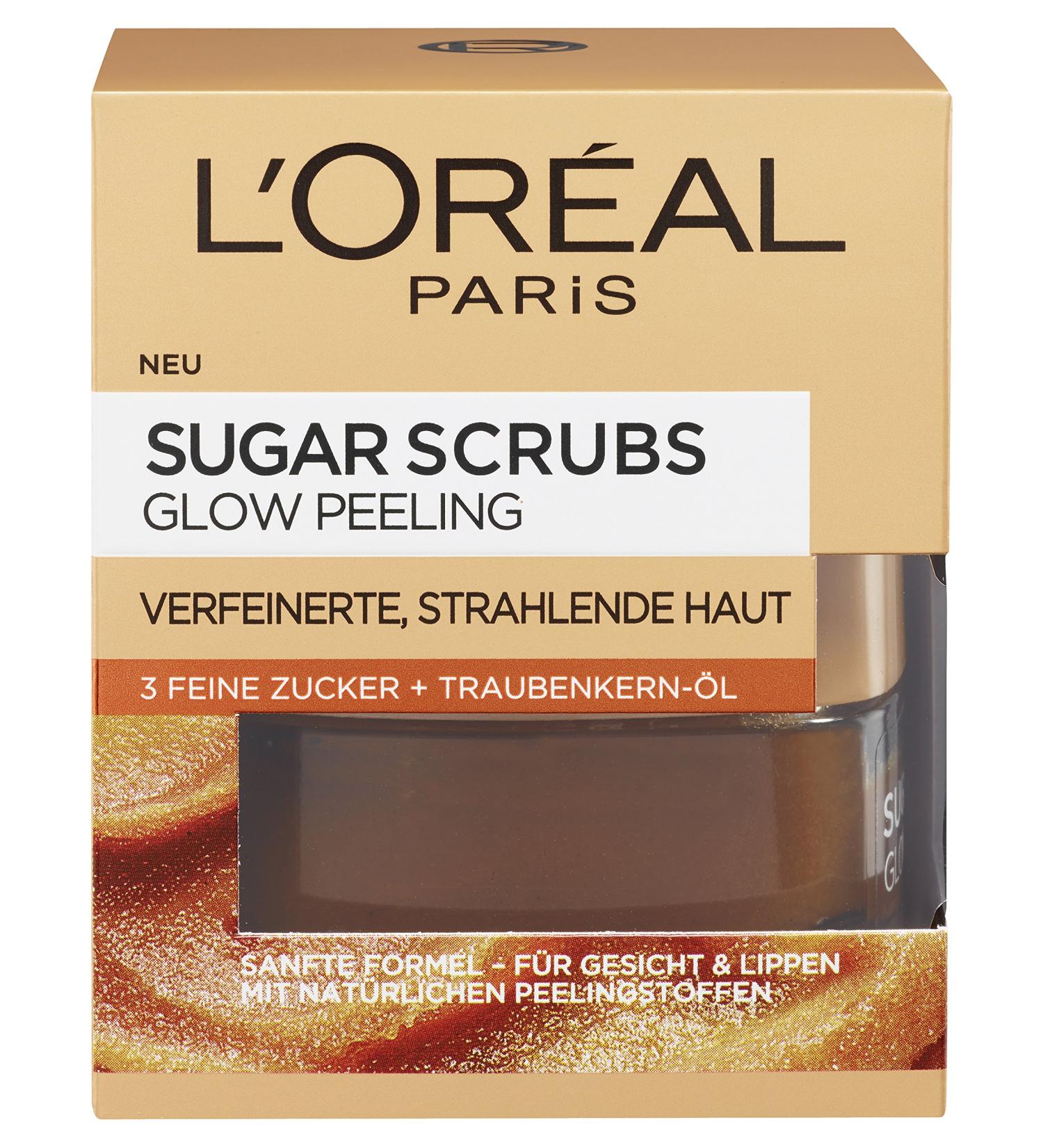 L'Or al Paris Sugar Scrubs Face Mask Glow Peeling 50ml - Unscented Exfoliating Skin Care | International Shipping Available - Buy Online on SooperMarket.com
