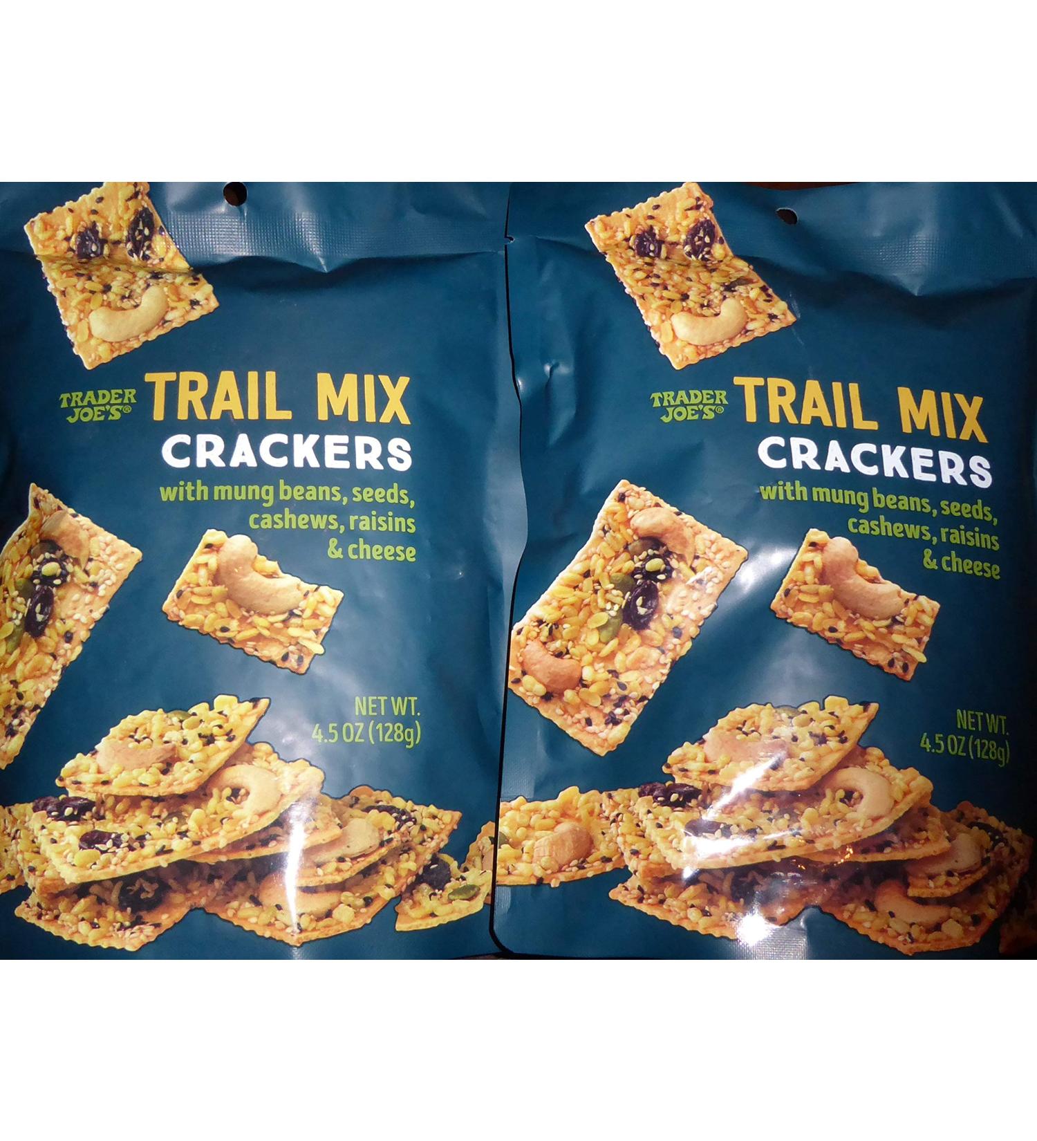 Trader Joe's Trail Mix Crackers with Mung Beans, Seeds, Cashews, Raisins & Cheese - 2 Pack 4.5oz Each - Buy Online on SooperMarket.com