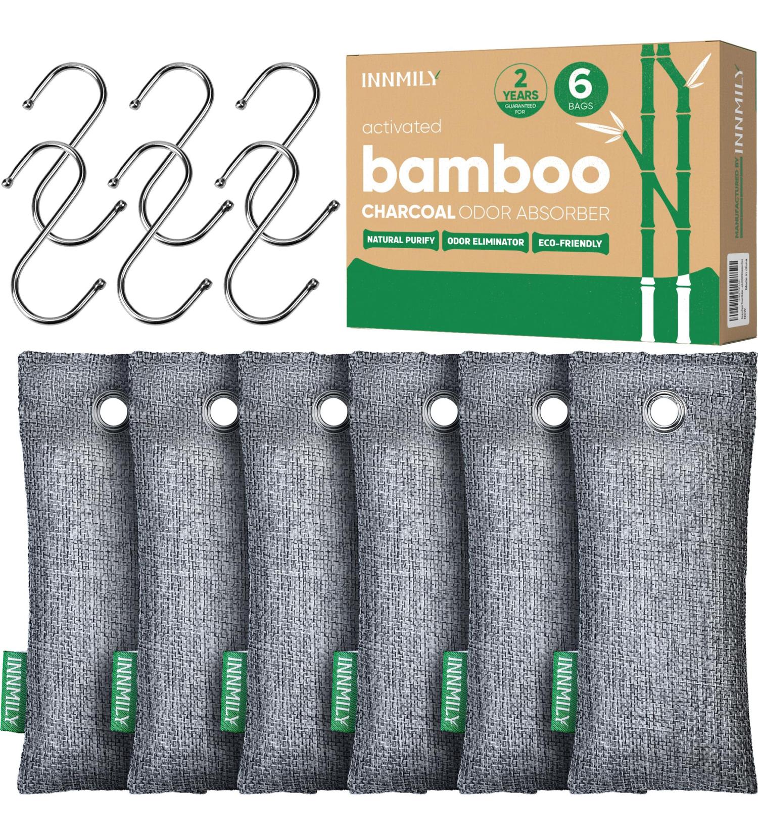 Activated Charcoal Odor Absorber - 6 Pack Nature Deodorizer for Shoes Bamboo Charcoal Air Purifying Bags Fresh Sneakers & Moisture Remover - Buy Online on SooperMarket.com