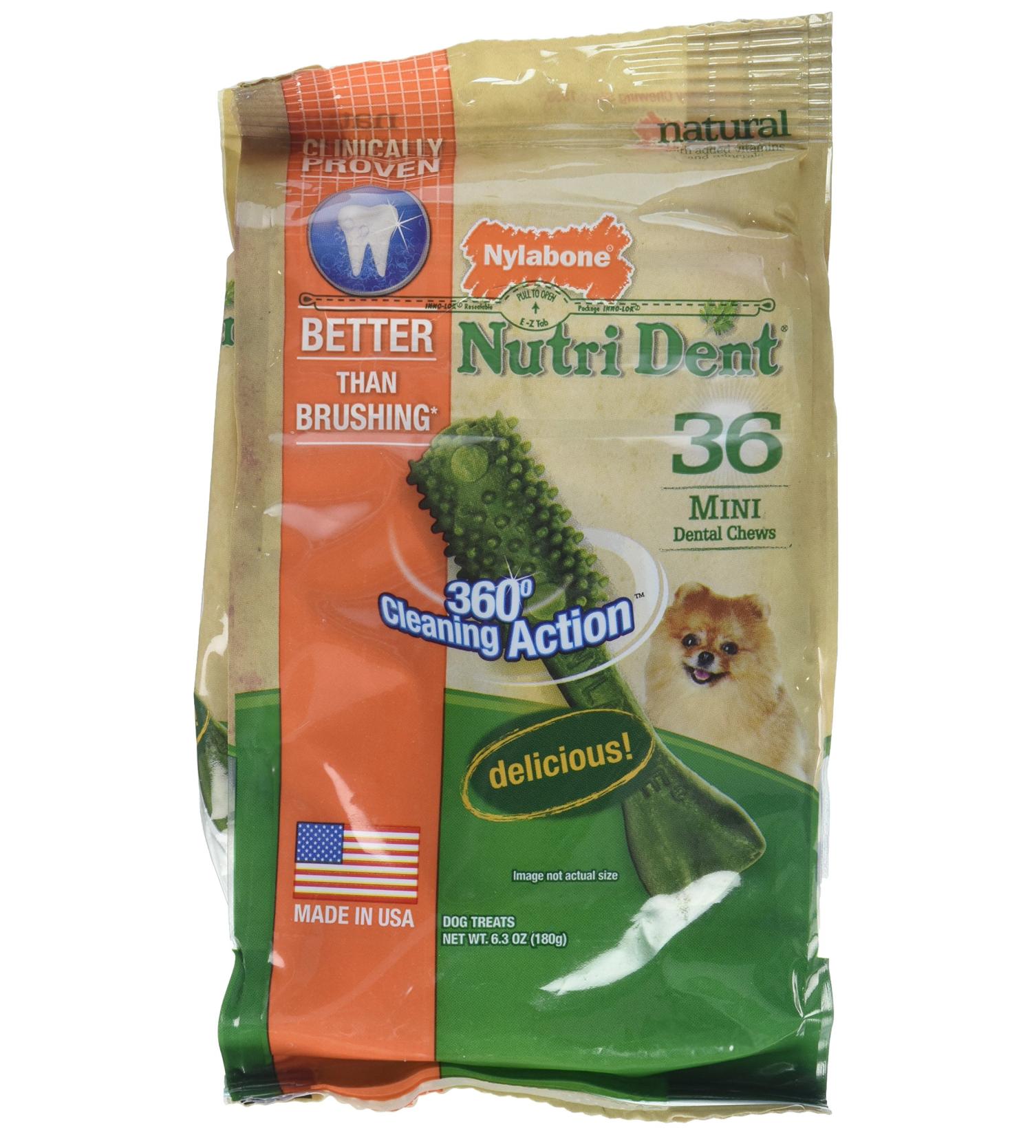 Nylabone Nutri Dent Mini Dental Chews- 36 Count 6.3 Oz (2 Pack) - Buy Online on SooperMarket.com