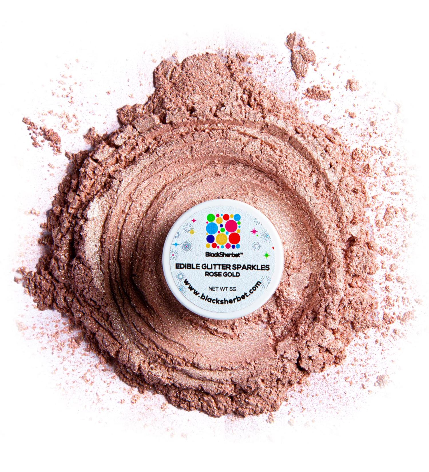 Blacksherbet Rose Gold Edible Glitter 5g | KOSHER Certified for Drinks, Cakes, Strawberries, Cupcakes & Chocolate - Buy Online on SooperMarket.com