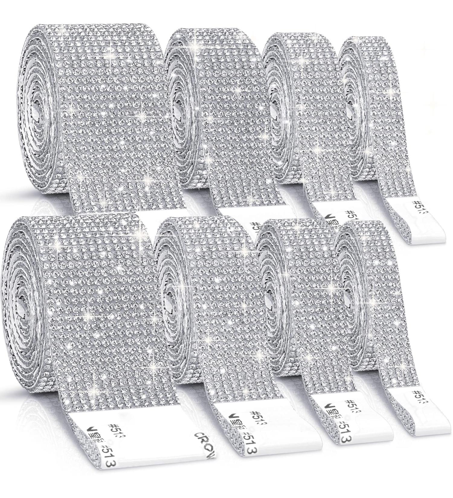 8 Yard Silver Self Adhesive Rhinestone Ribbon Roll - Rhinestone Ribbon for DIY Arts and Crafts, Wedding Decor, Car Decoration - Cludoo - Buy Online on SooperMarket.com