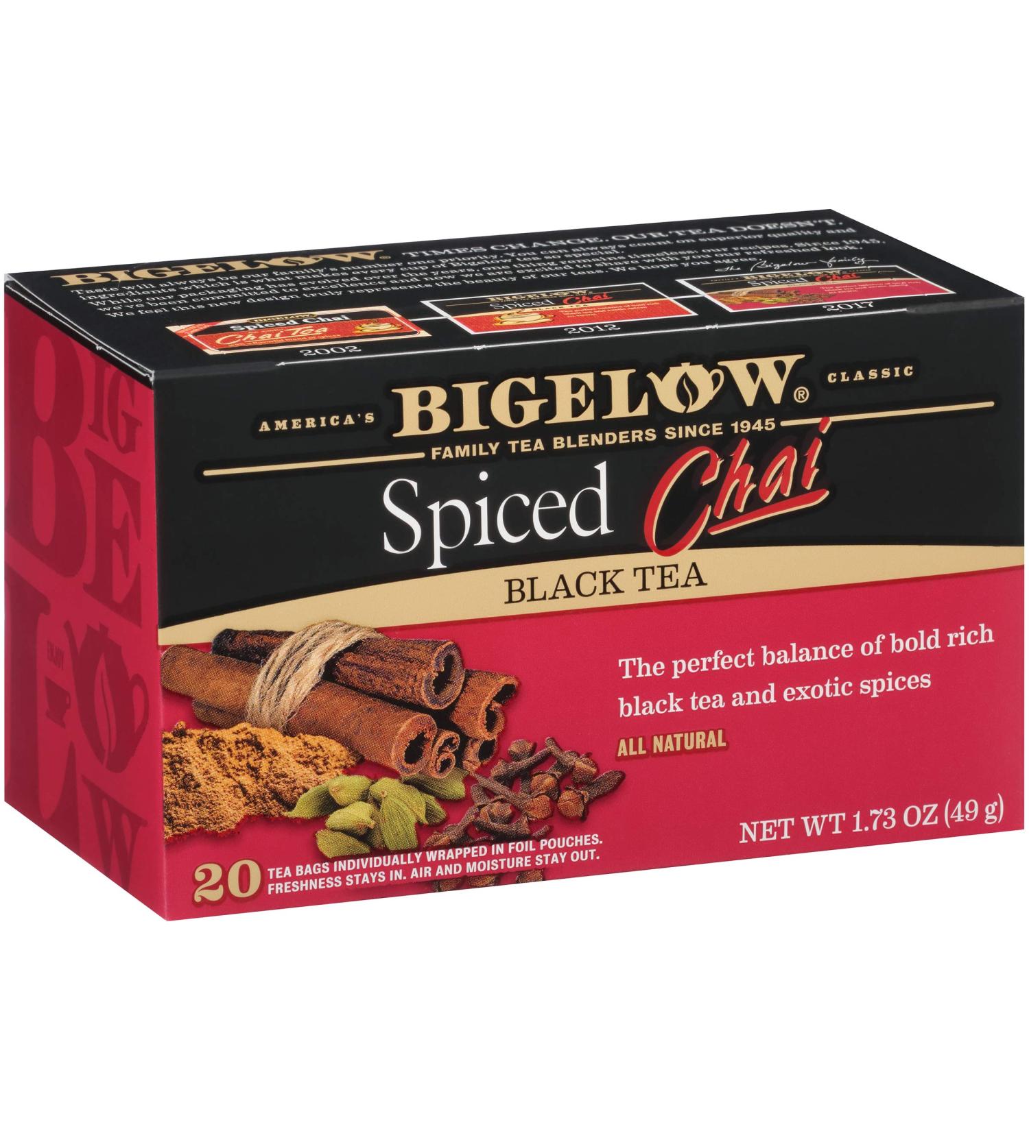 Bigelow Spiced Chai Black Tea - Caffeinated, 120 Tea Bags (6 Packs of 20) - Buy Online on SooperMarket.com