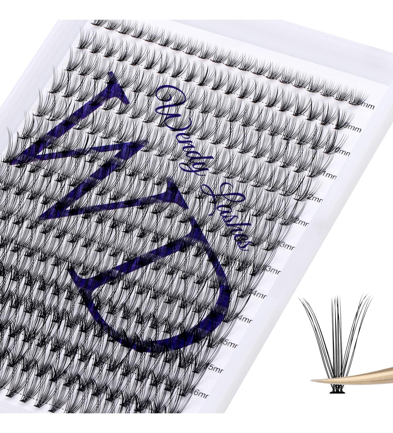 300PCS C Curl 20D 0.07mm Cluster Lashes Extension | 8-16mm Mixed Wide Stem Individual Eyelashes DIY Extensions at Home - Buy Online on SooperMarket.com