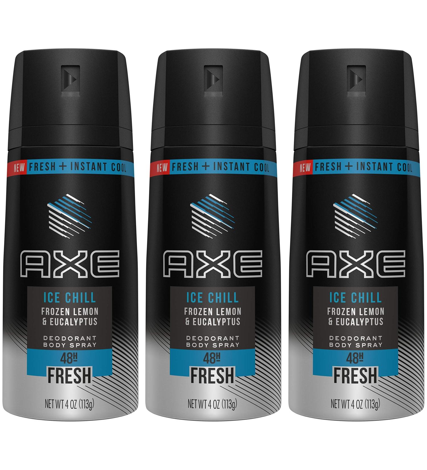 Axe Ice Chill Deodorant Body Spray - Frozen Lemon & Eucalyptus - 4 OZ (113g) - Pack of 3 Cans - Buy Online on SooperMarket.com