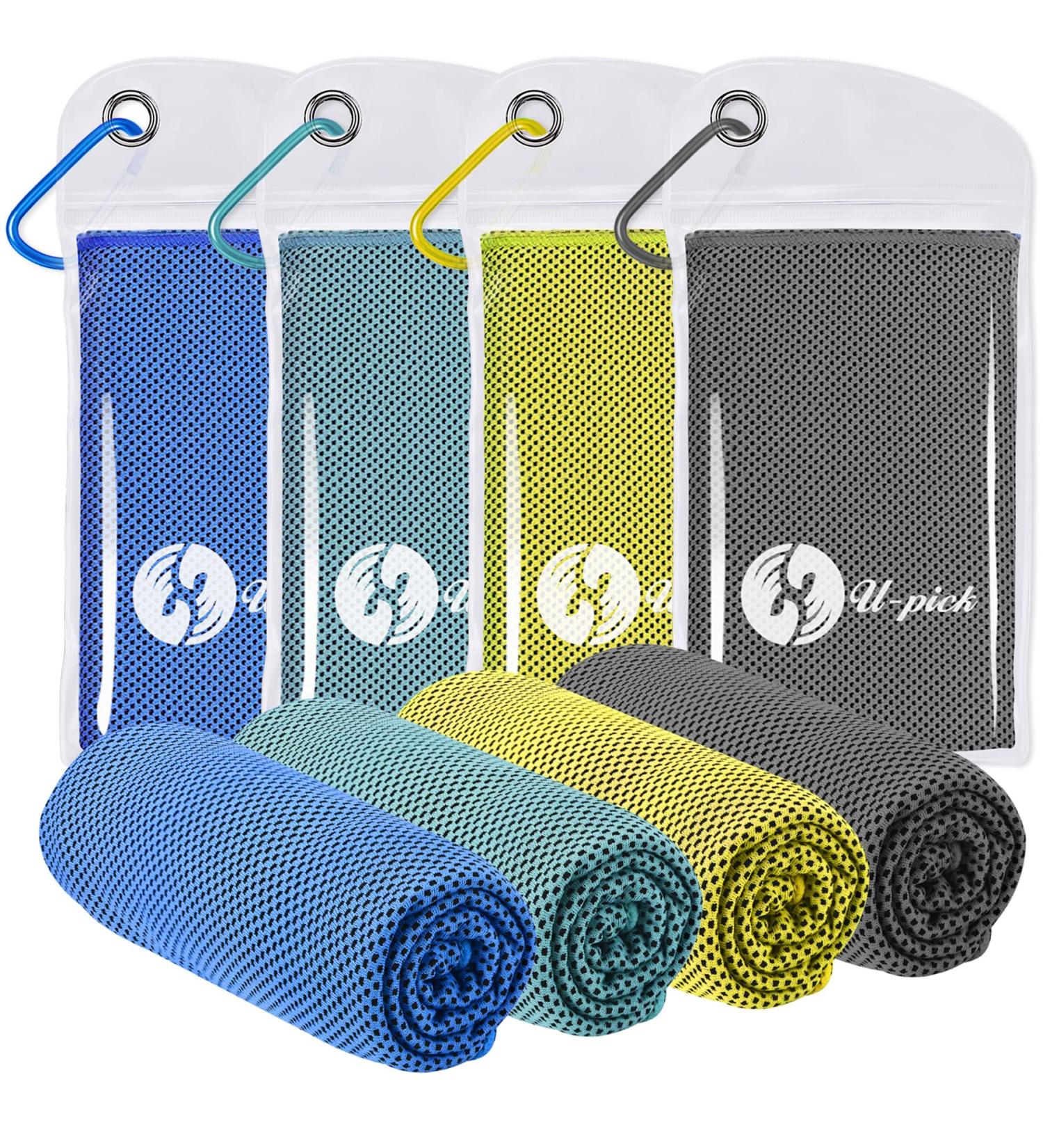 U-pick Cooling Towel(40" x 12") Soft and Breathable Chilly Towel Stay Cooling for Sports Workout Fitness Gym Yoga Pilates Travel Camping & More Gold/Blue/Jade/Dark Grey - Buy Online on SooperMarket.com