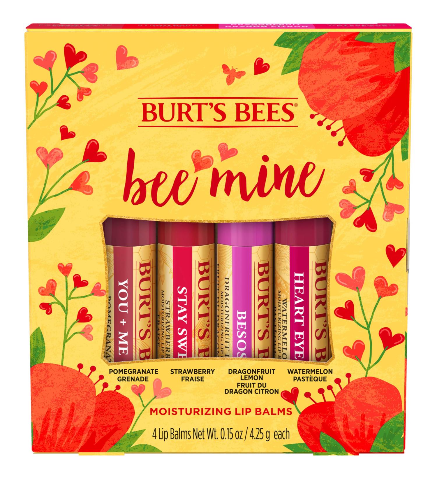 Burt's Bees Lip Balm Gift Set Pomegranate Strawberry Dragonfruit Lemon Watermelon Bee Mine 4x4.25g - Buy Online on SooperMarket.com