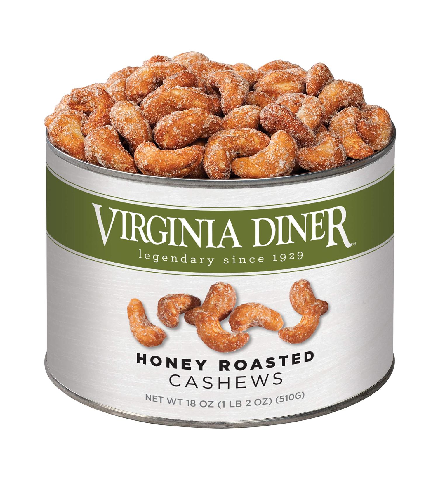 Virginia Diner Gourmet Natural Jumbo Honey Roasted Cashews 18oz Tin - 1.12lb Pack of 1 - Buy Online on SooperMarket.com