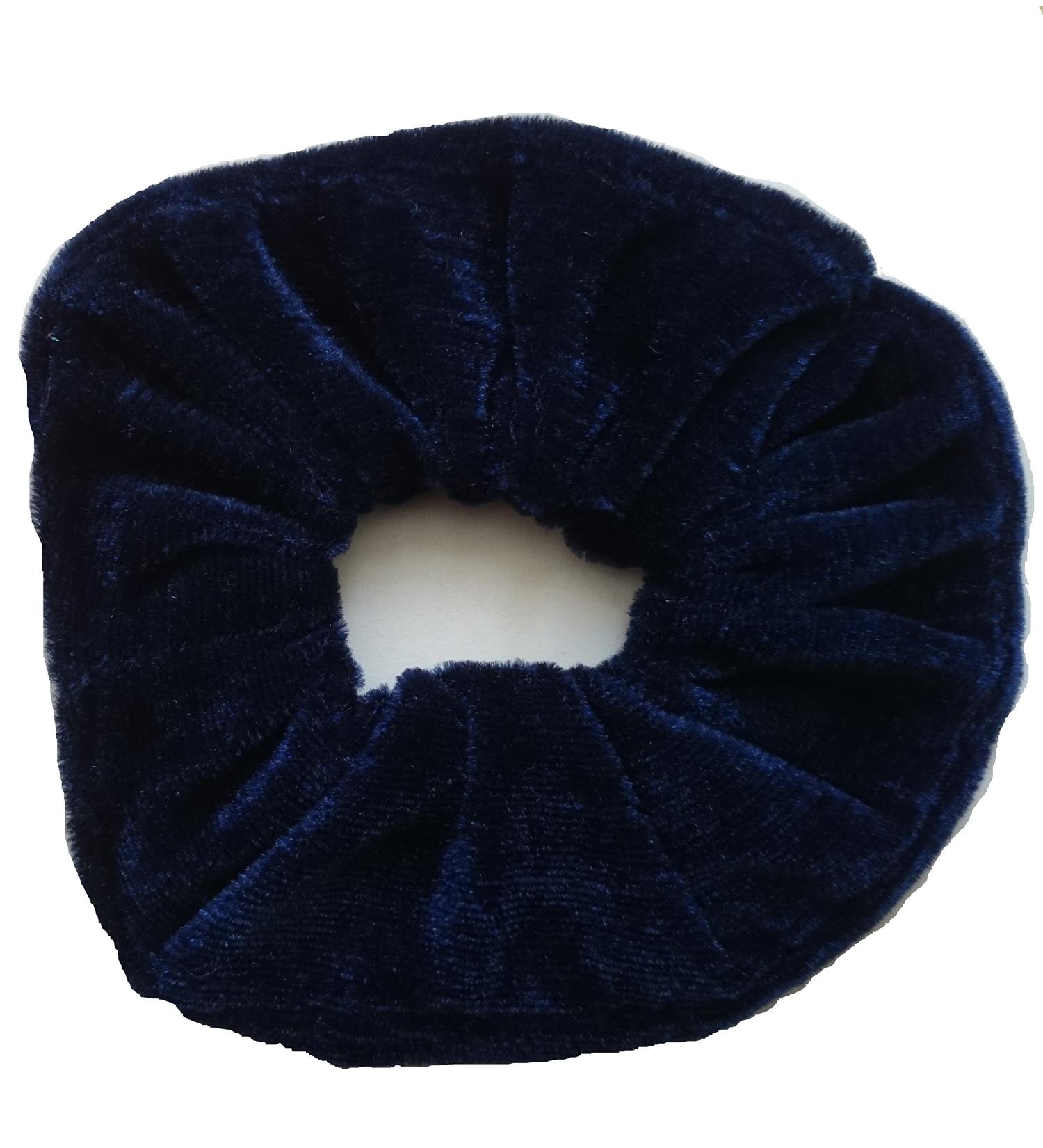 AADYA Pair of Extra Large (15CM) Velvet Hair SCRUNCHIES Elastic Scrunchy Hair BOBBLES (Navy Blue)