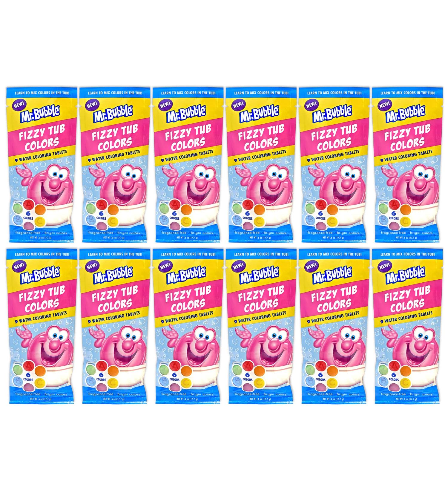 Mr. Bubble Fizzy Tub Colors - 12 Packets, 9 Tablets Each, 108 Tablets Total - Buy Online on SooperMarket.com