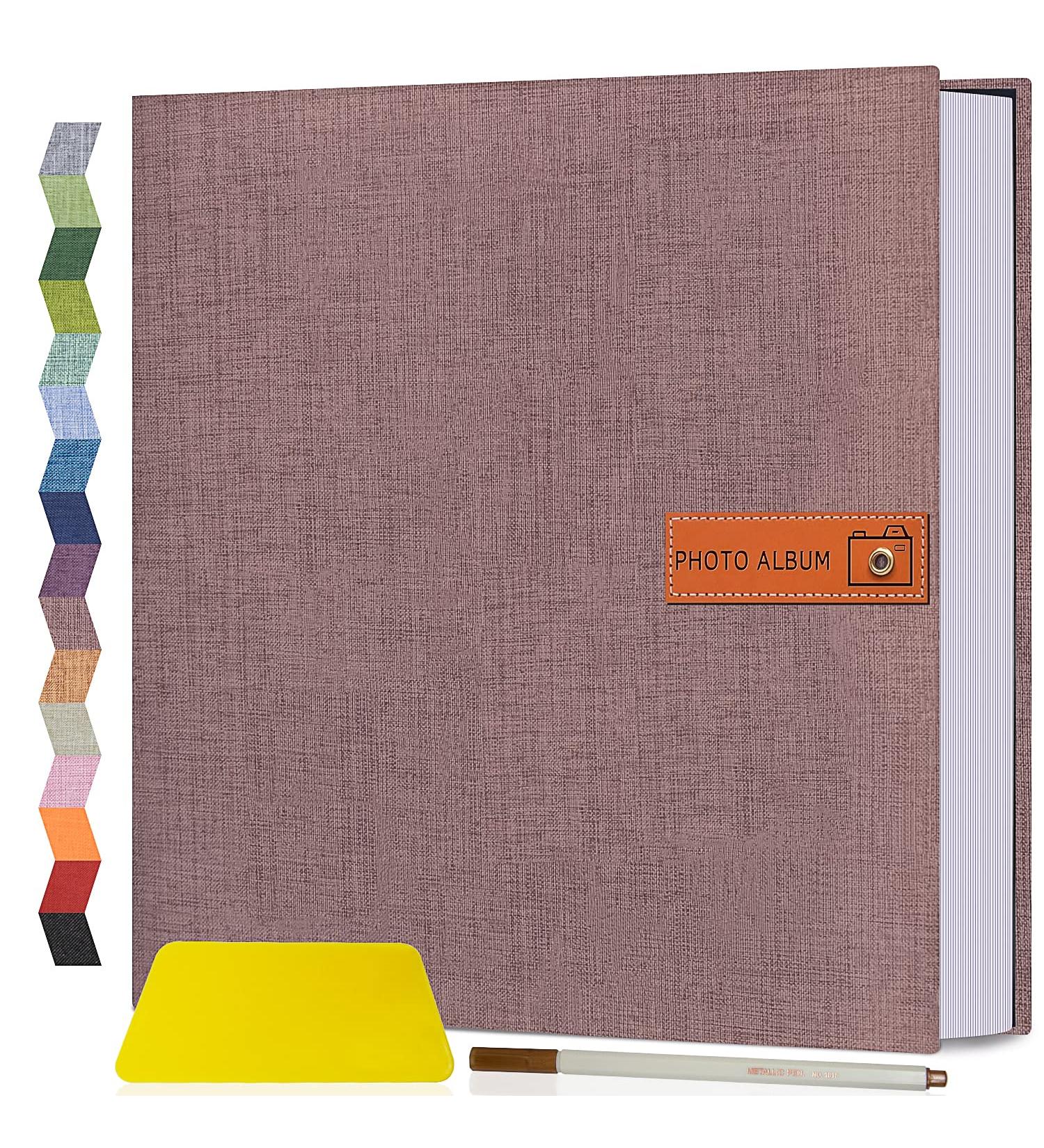Popotop Large Photo Album Self Adhesive 4x6 5x7 8x10 Scrapbook Album DIY 60 Pages Picture Book Gifts for Mom Family Baby and Wedding with Metal Pen and Plastic Board 11.5"x10.6"60pages Brown - Buy Online on SooperMarket.com