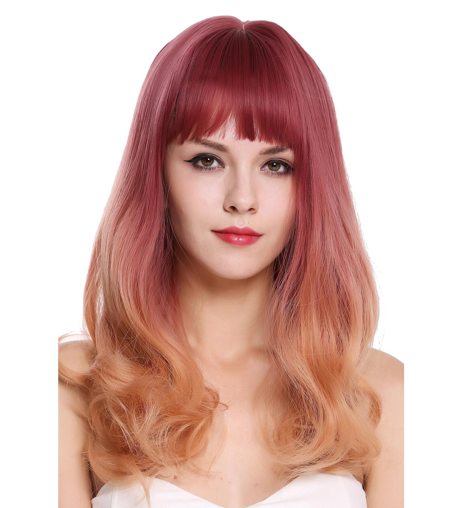 WIG ME UP MS1733-1344R716 Women's Long Bangs Wig - Straight Curly Balayage Purple Orange Blonde - International Shipping Available - Buy Online on SooperMarket.com