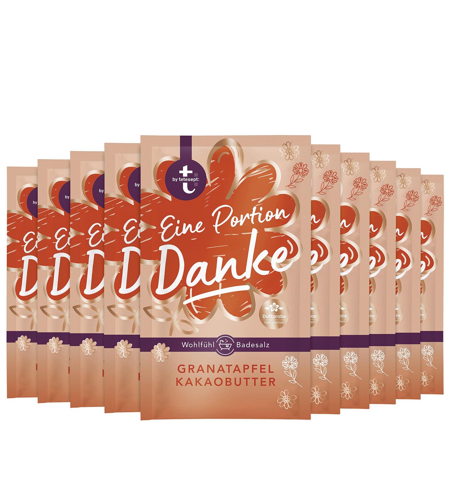 Tetesept Bathroom 'A Portion of Thank You' Pomegranate & Cocoa Butter Bath Crystals | 10 Pack of 60g | Perfect Bathing Gift for the Senses - Buy Online on SooperMarket.com